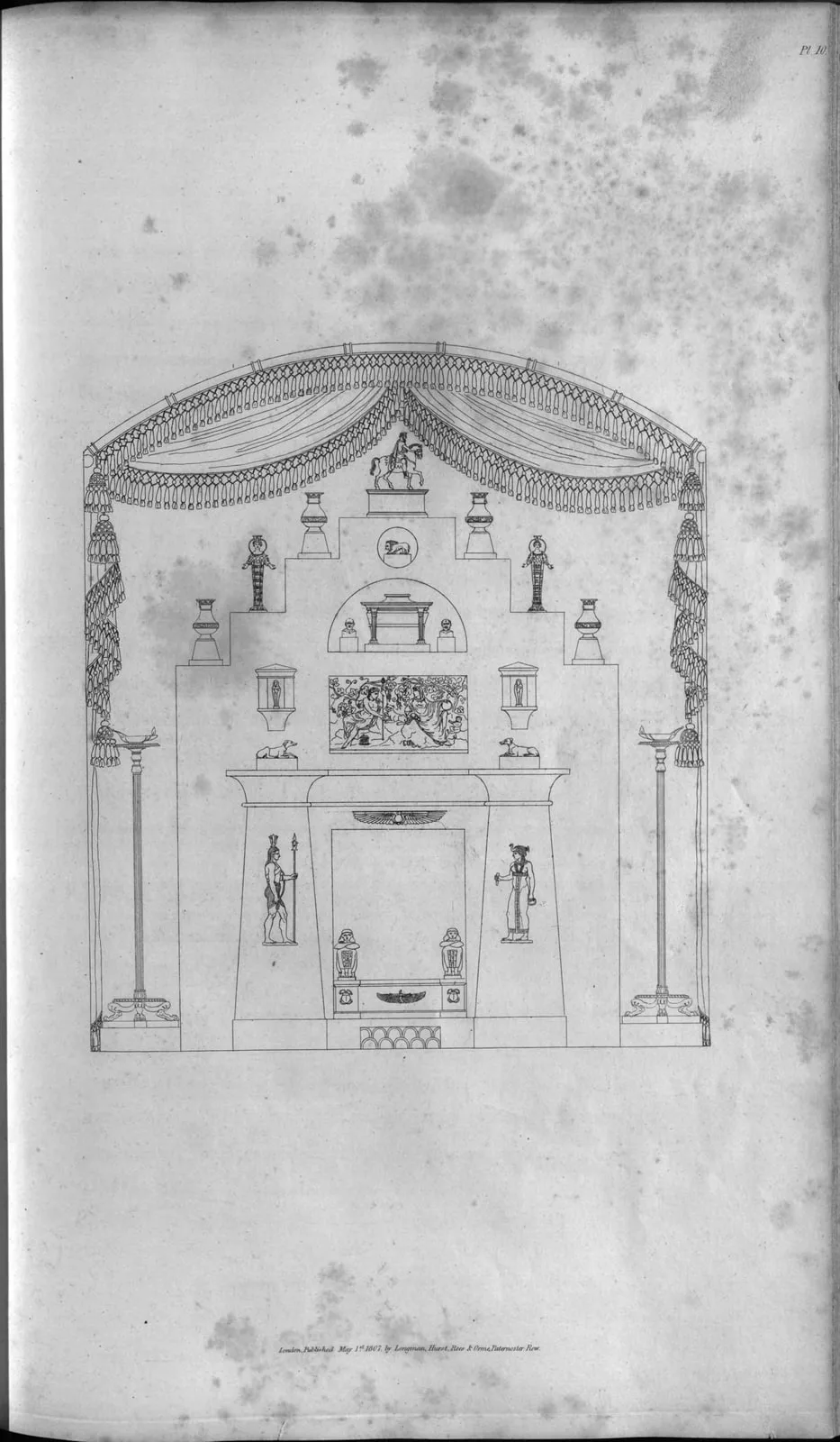 Chimneypiece with draperies (Household Furniture and Interior Decoration, leaf 59)