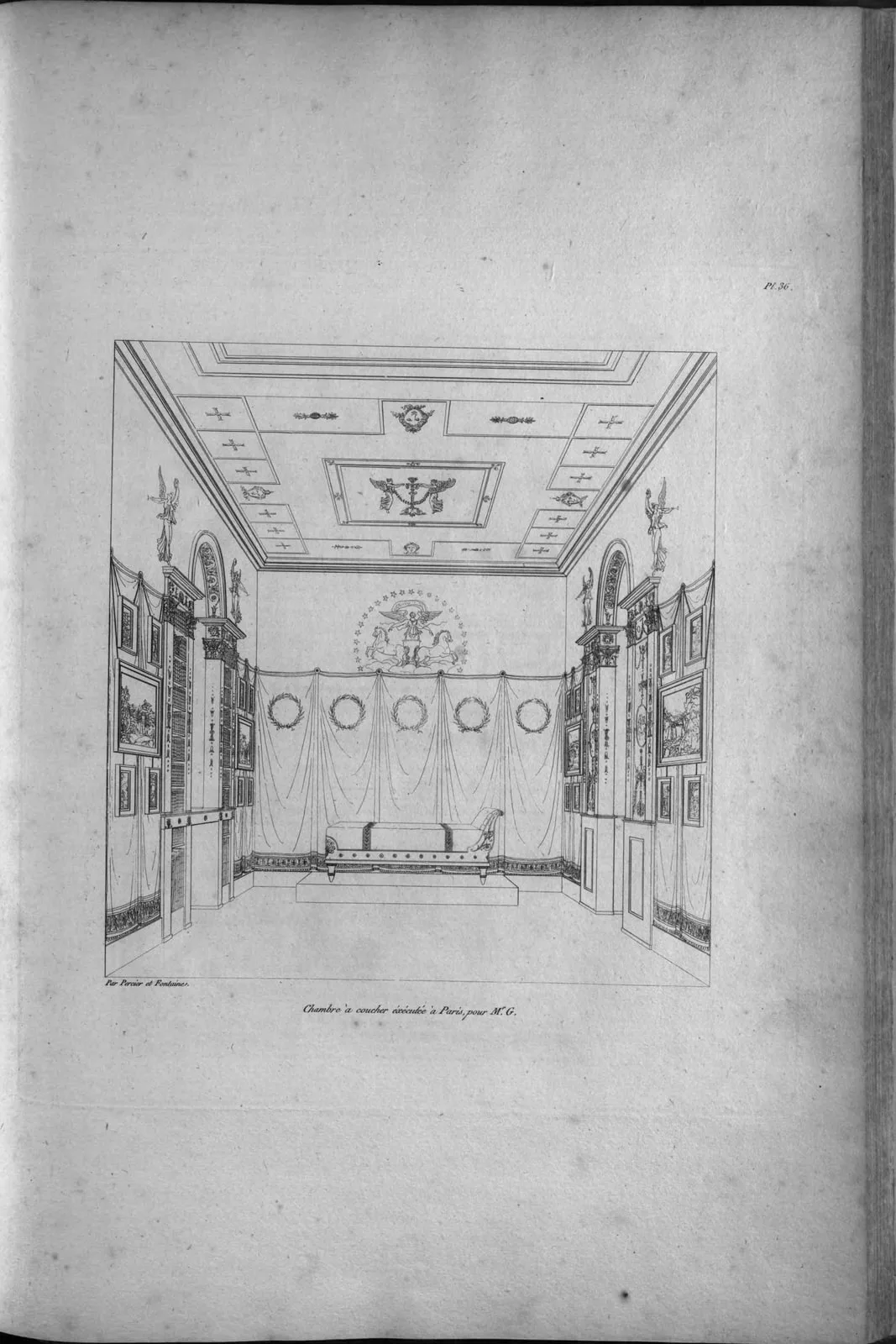 Chambre à coucher exécutée à Paris (Recueil de décorations intérieures, leaf 123)