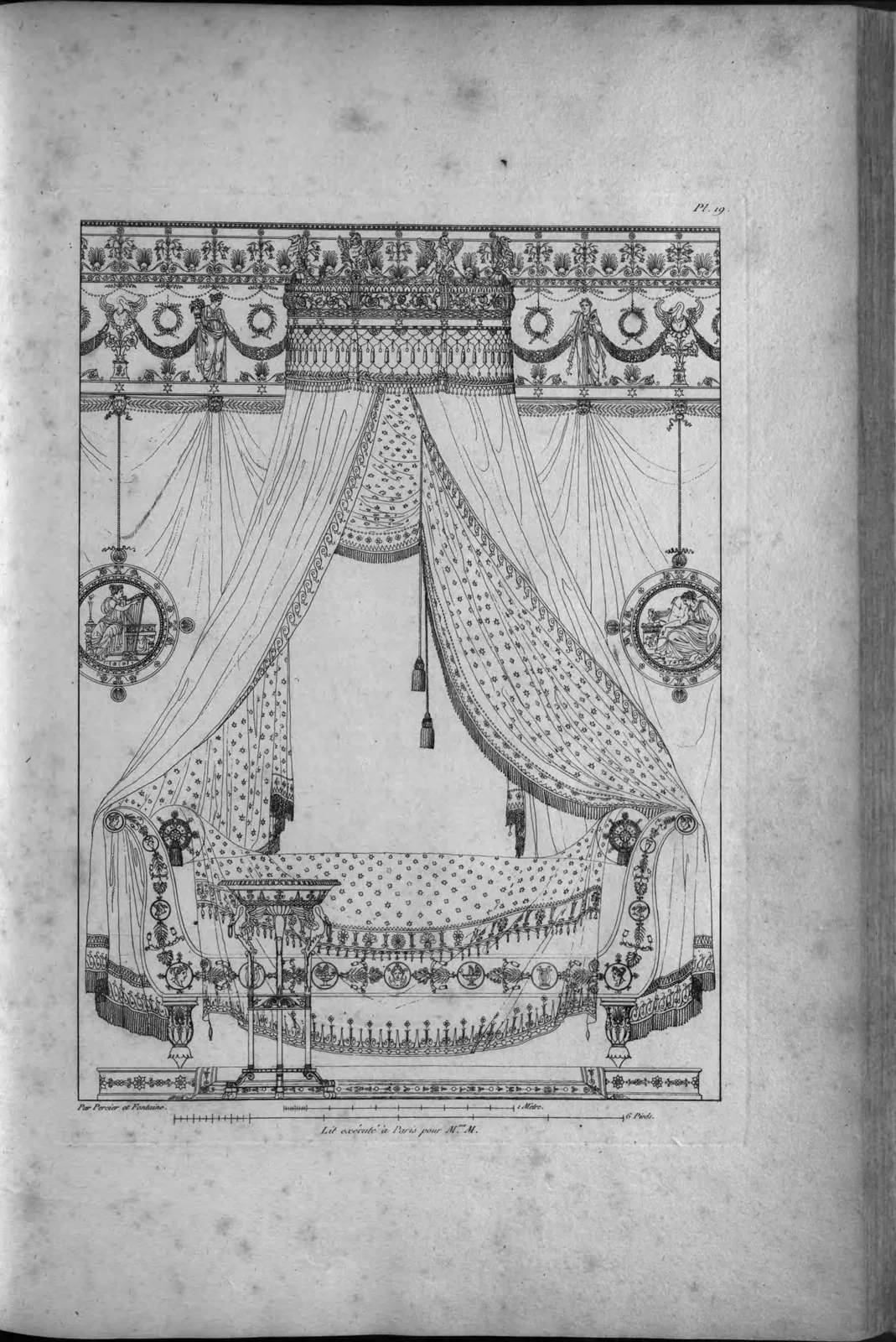 Bed with draperies (Recueil de décorations intérieures, leaf 89)