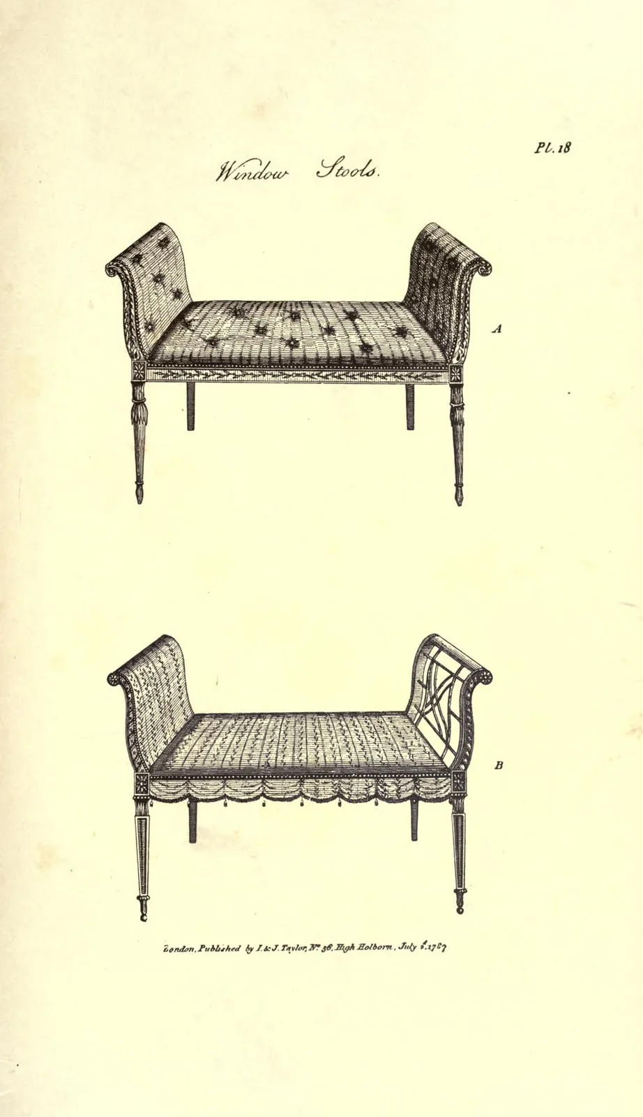 Window Stools (The Cabinet-Maker and Upholsterer's Guide, leaf 73)