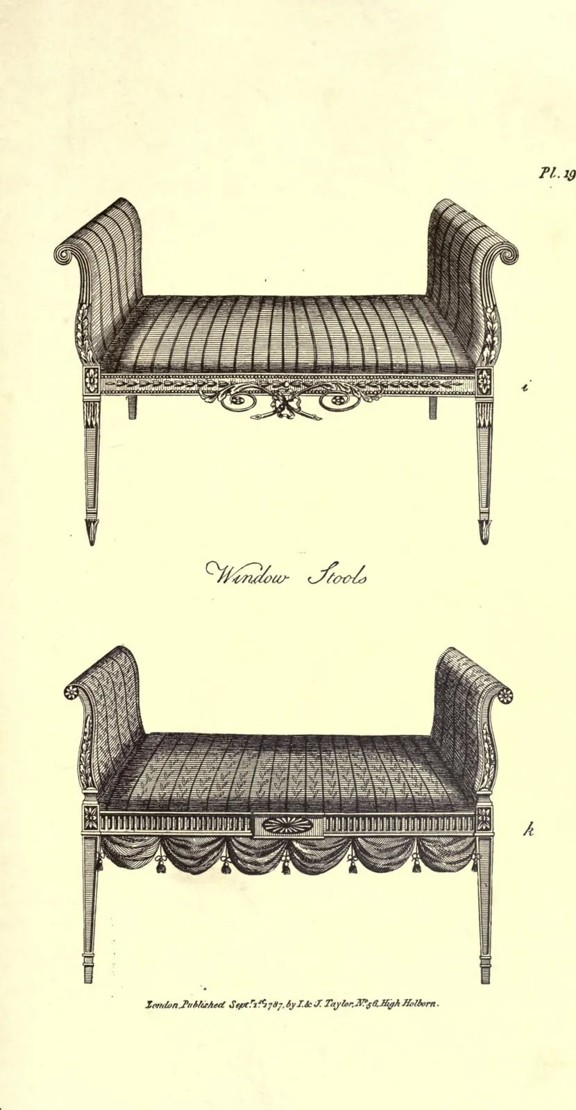 Window Stools (The Cabinet-Maker and Upholsterer's Guide, leaf 75)