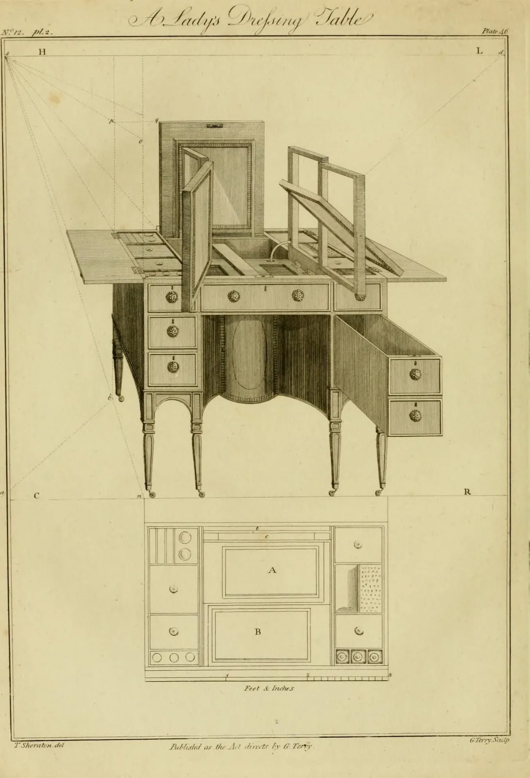 A Lady's Dressing Table (The Cabinet-Maker and Upholsterer's Drawing-Book, leaf 468)