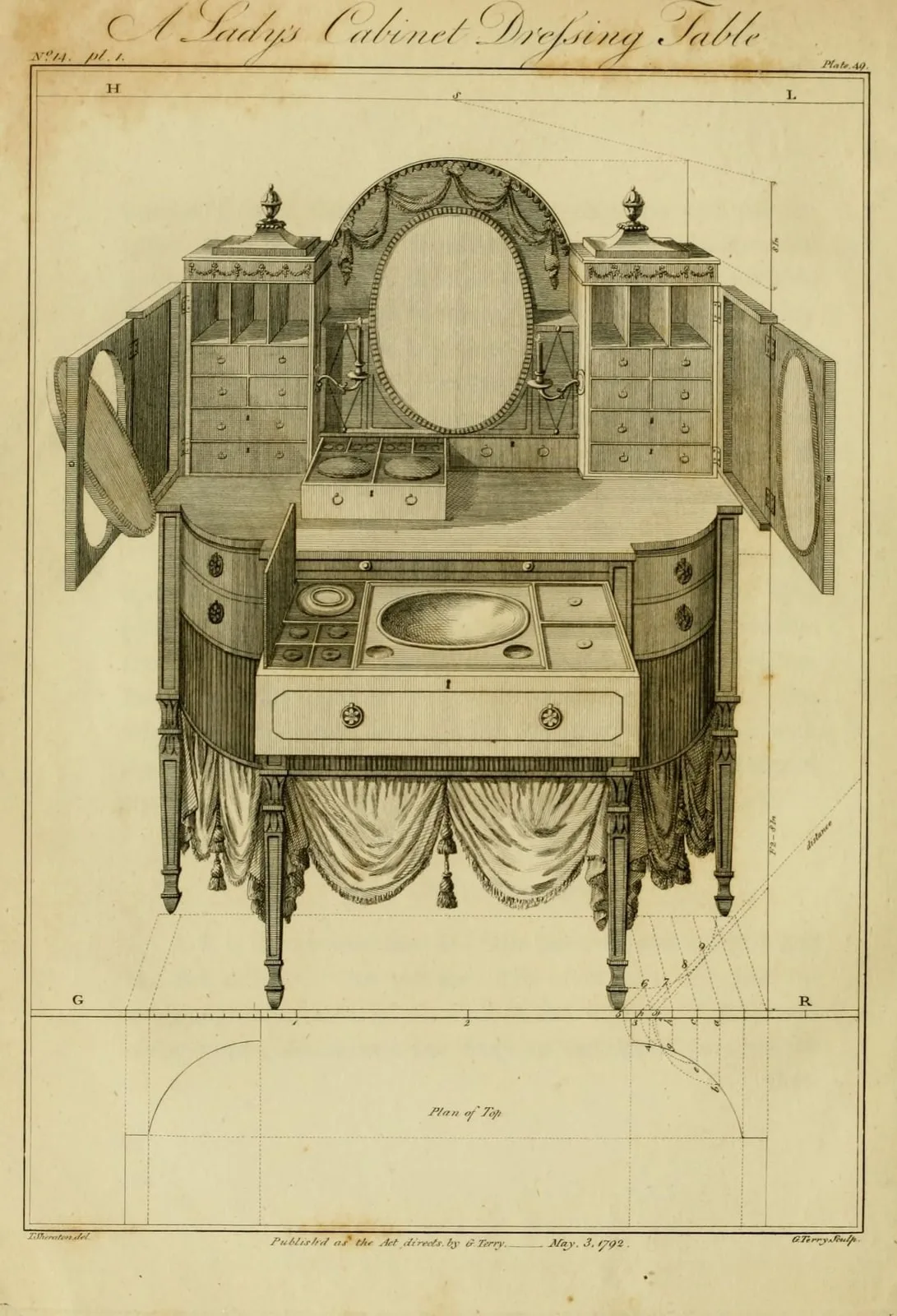 A Lady's Cabinet Dressing Table (The Cabinet-Maker and Upholsterer's Drawing-Book, leaf 482)