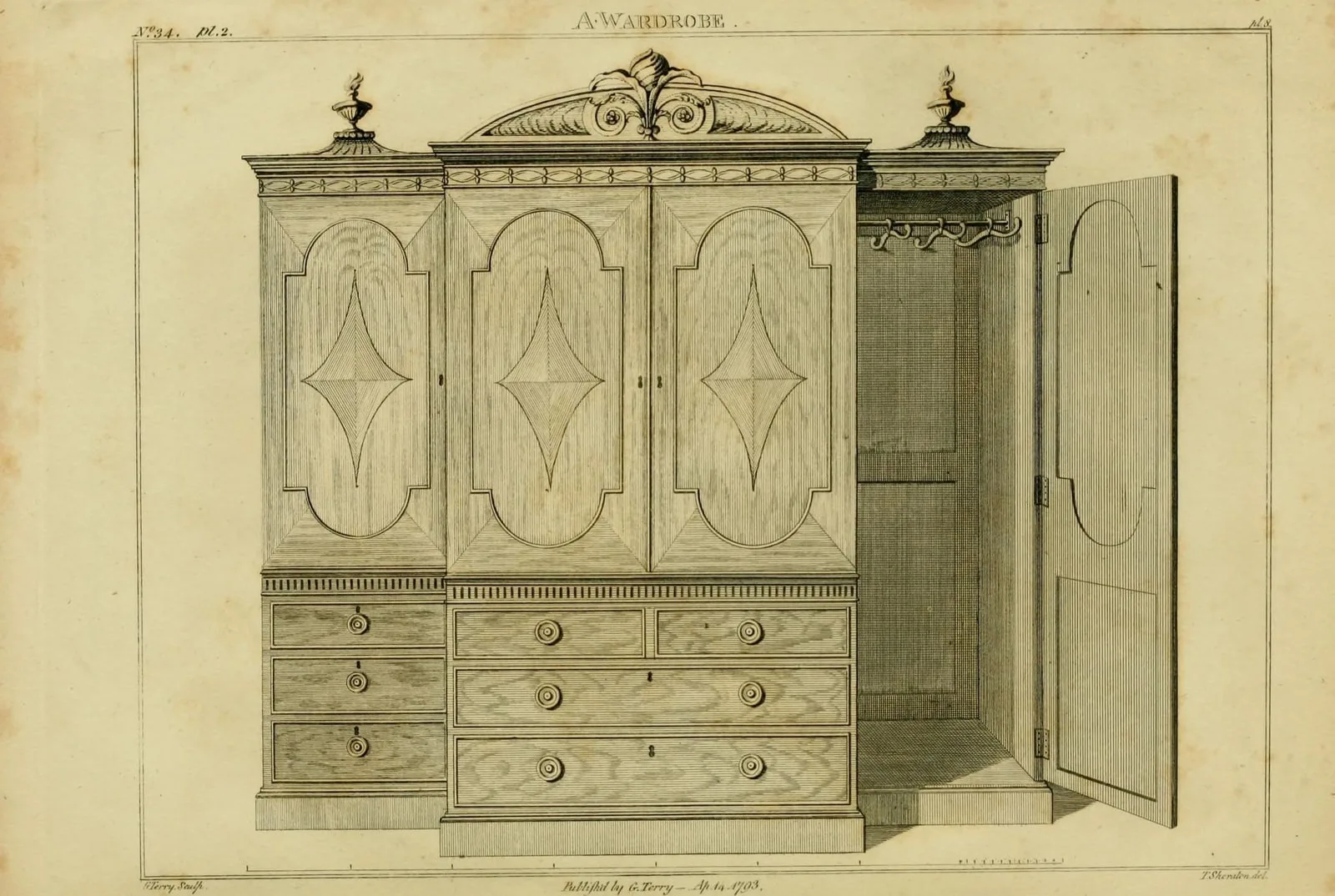 A Wardrobe (The Cabinet-Maker and Upholsterer's Drawing-Book, leaf 578)
