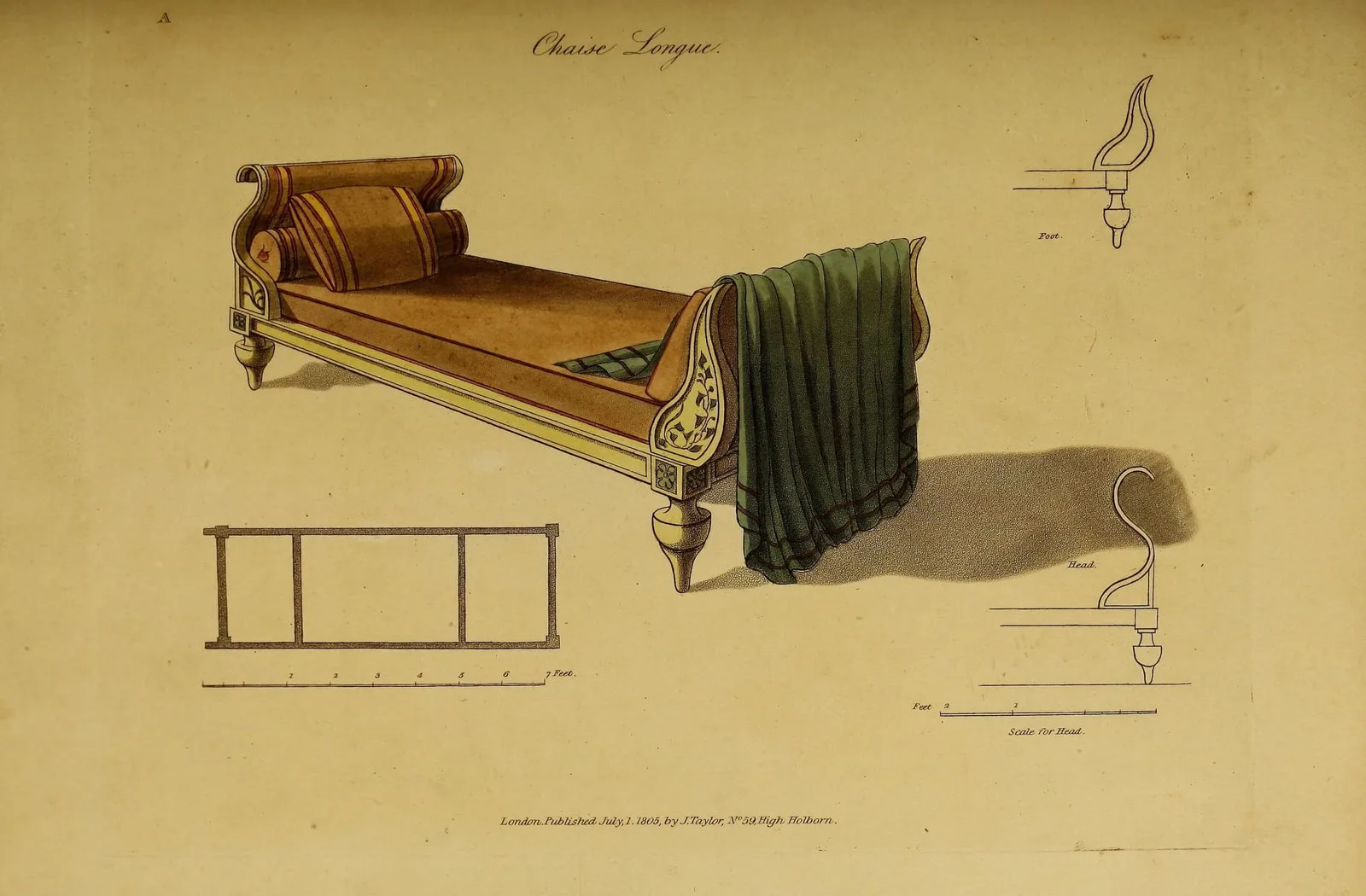 Chaise Longue (A Collection of Designs for Household Furniture and Interior Decoration, leaf 151)