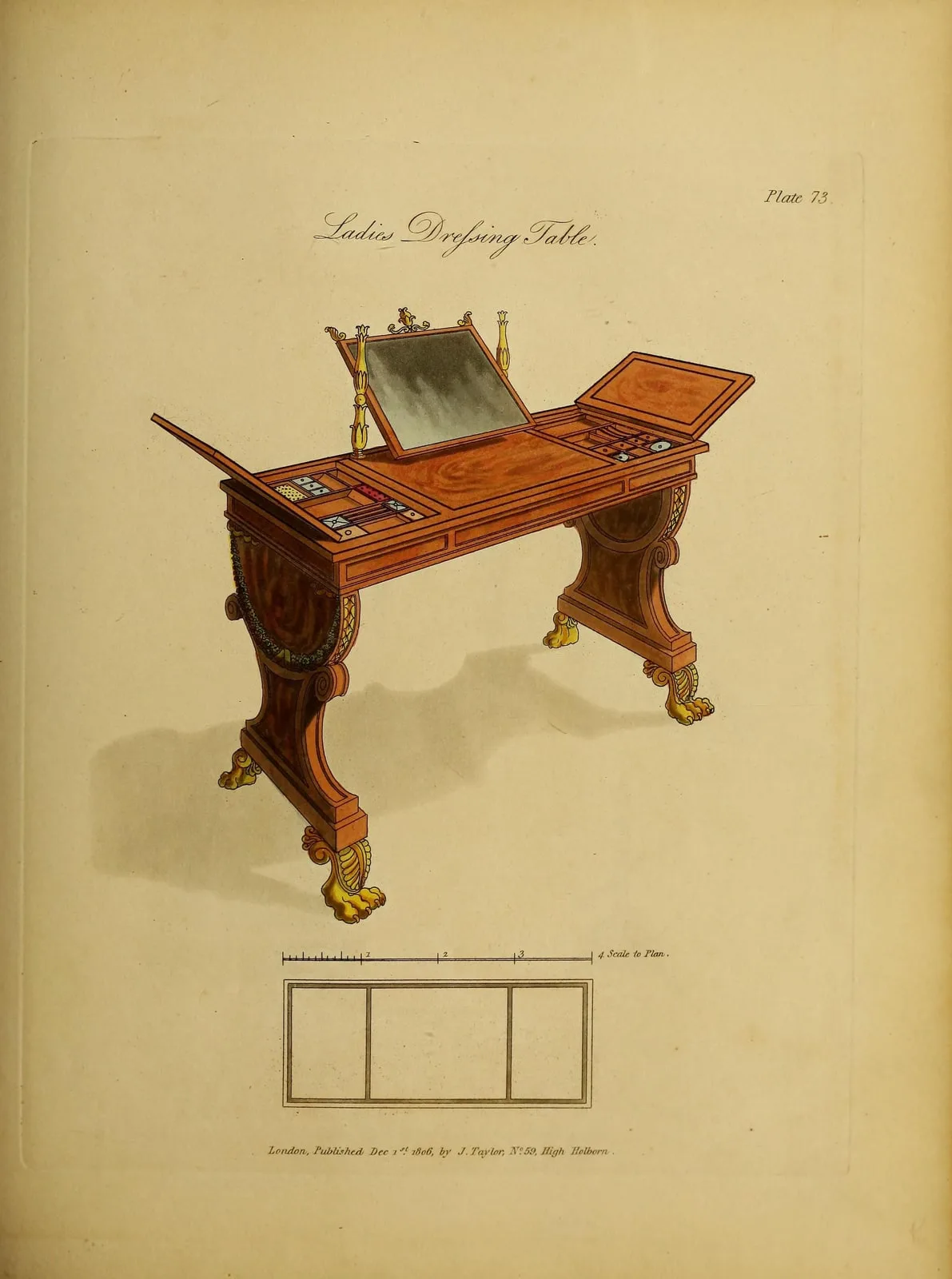 Ladies Dressing Table (A Collection of Designs for Household Furniture and Interior Decoration, leaf 169)