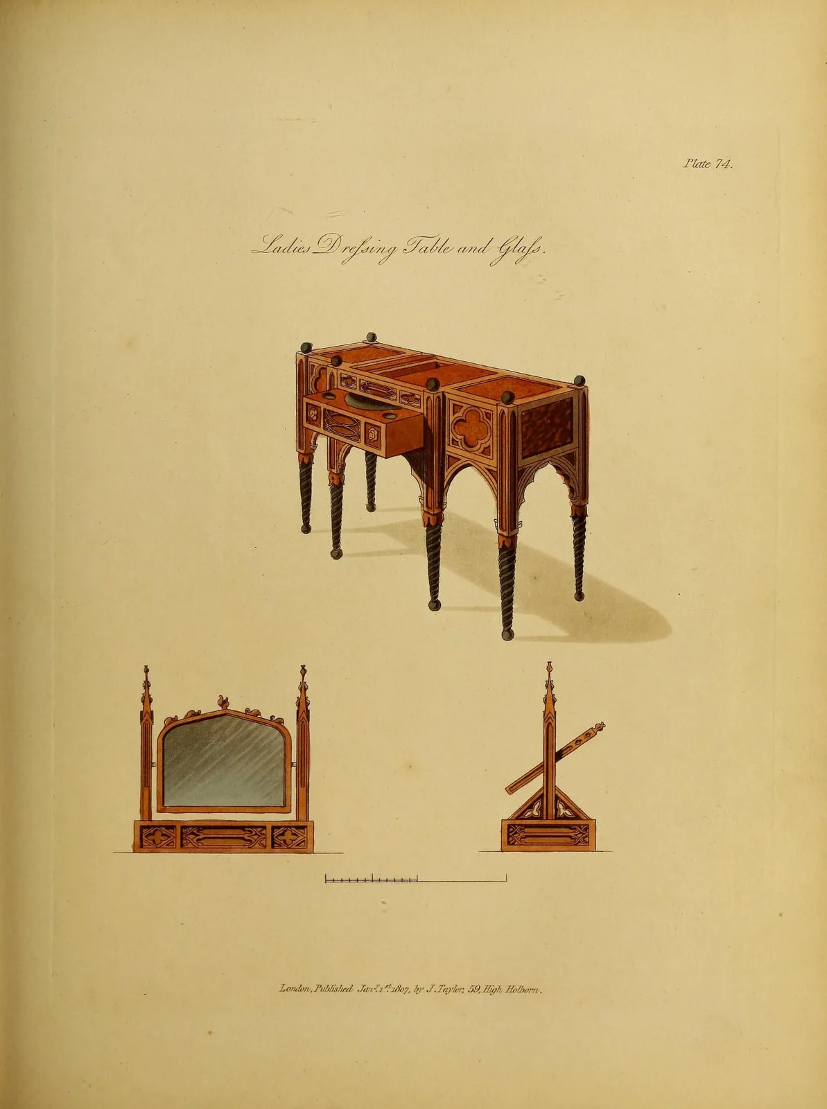 Ladies Dressing Table and Glass (A Collection of Designs for Household Furniture and Interior Decoration, leaf 171)