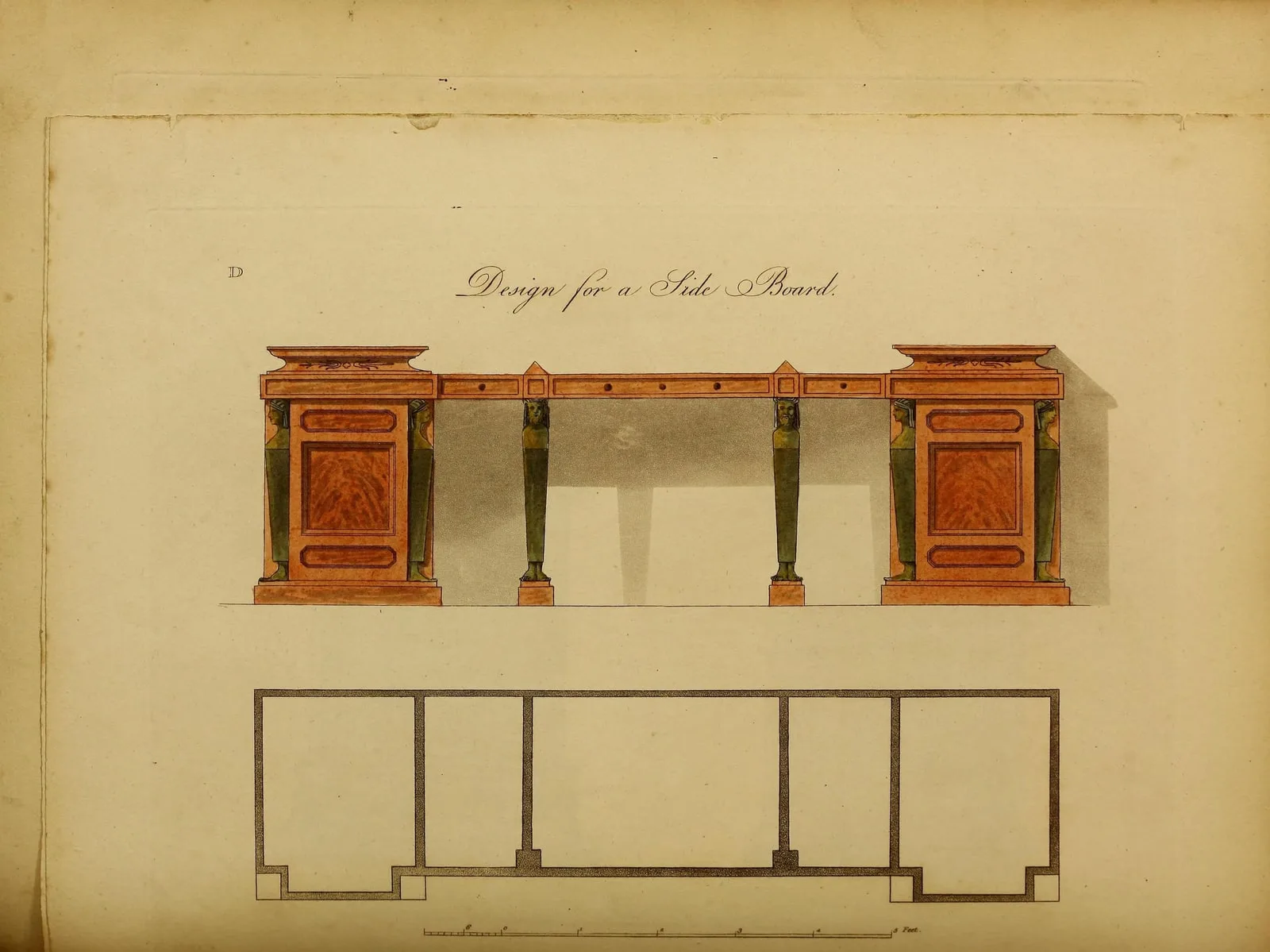 Design for a Side Board (A Collection of Designs for Household Furniture and Interior Decoration, leaf 212)