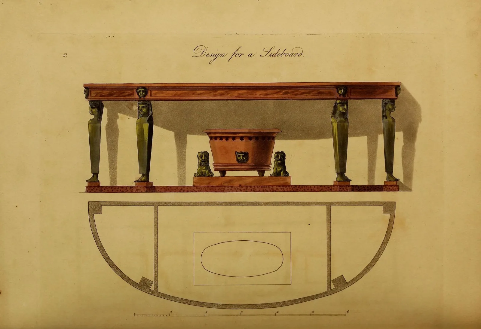 Design for a Sideboard (A Collection of Designs for Household Furniture and Interior Decoration, leaf 216)