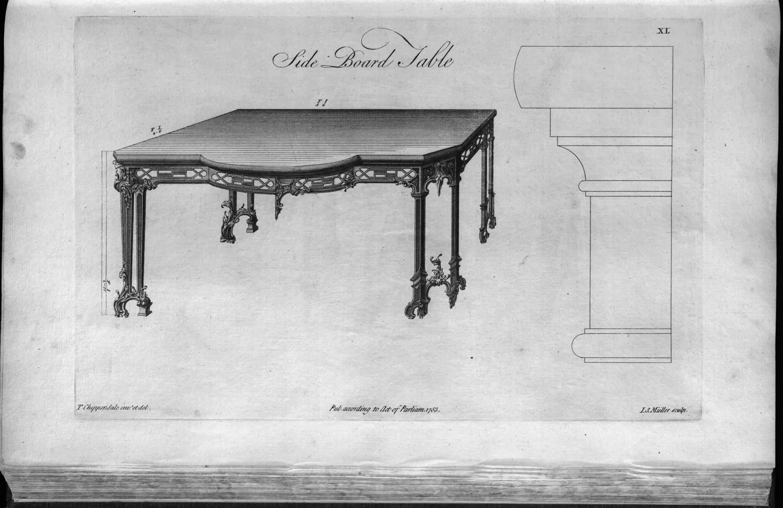 Side Board Table (The Gentleman and Cabinet-Maker's Director, leaf 129)