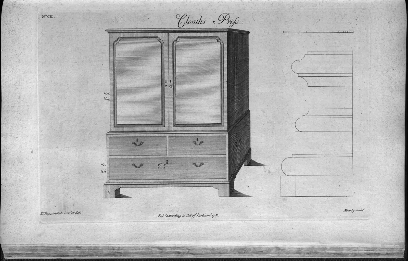 Cloaths Press (The Gentleman and Cabinet-Maker's Director, leaf 253)