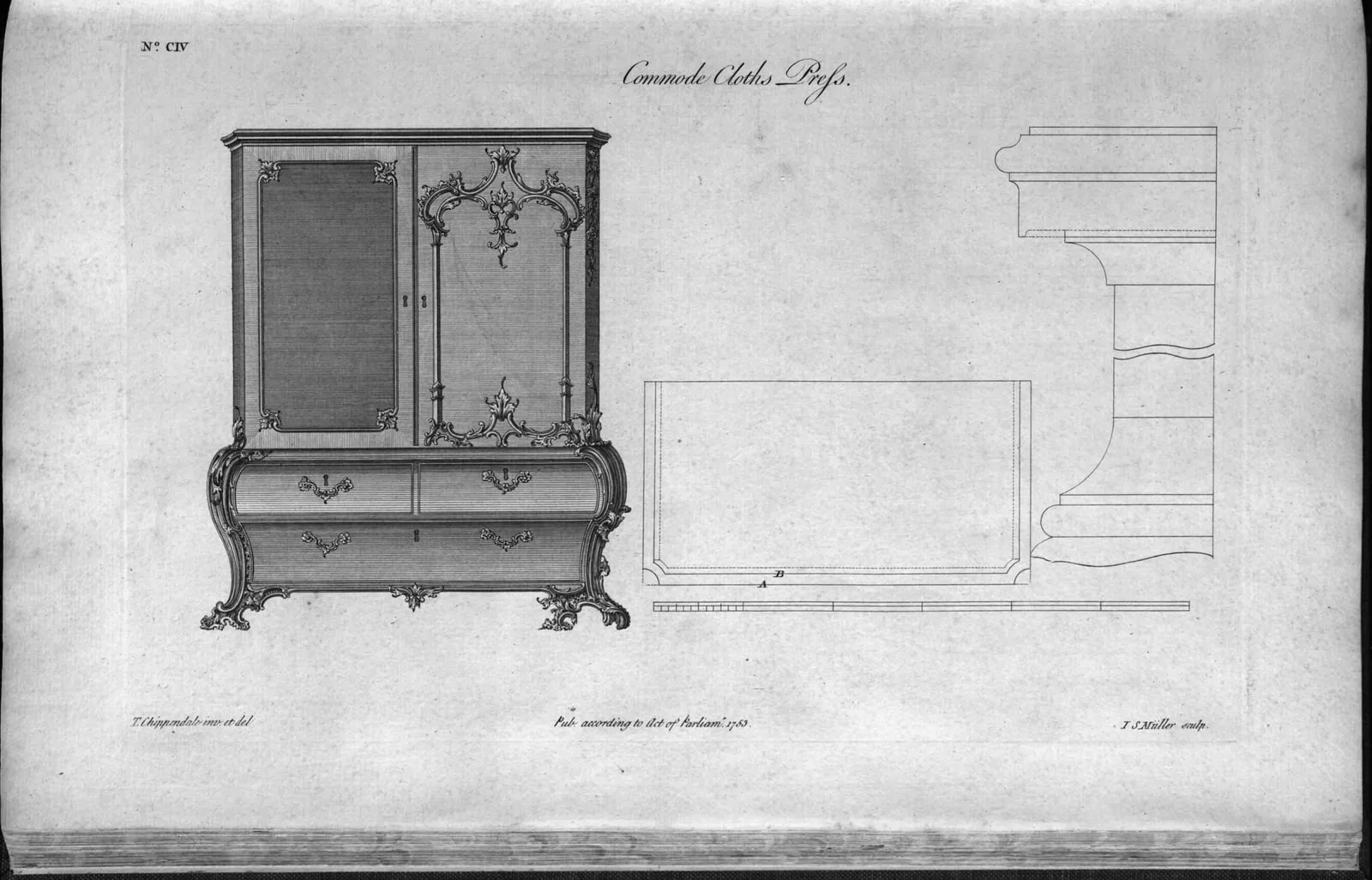 Commode Cloaths Press (The Gentleman and Cabinet-Maker's Director, leaf 257)