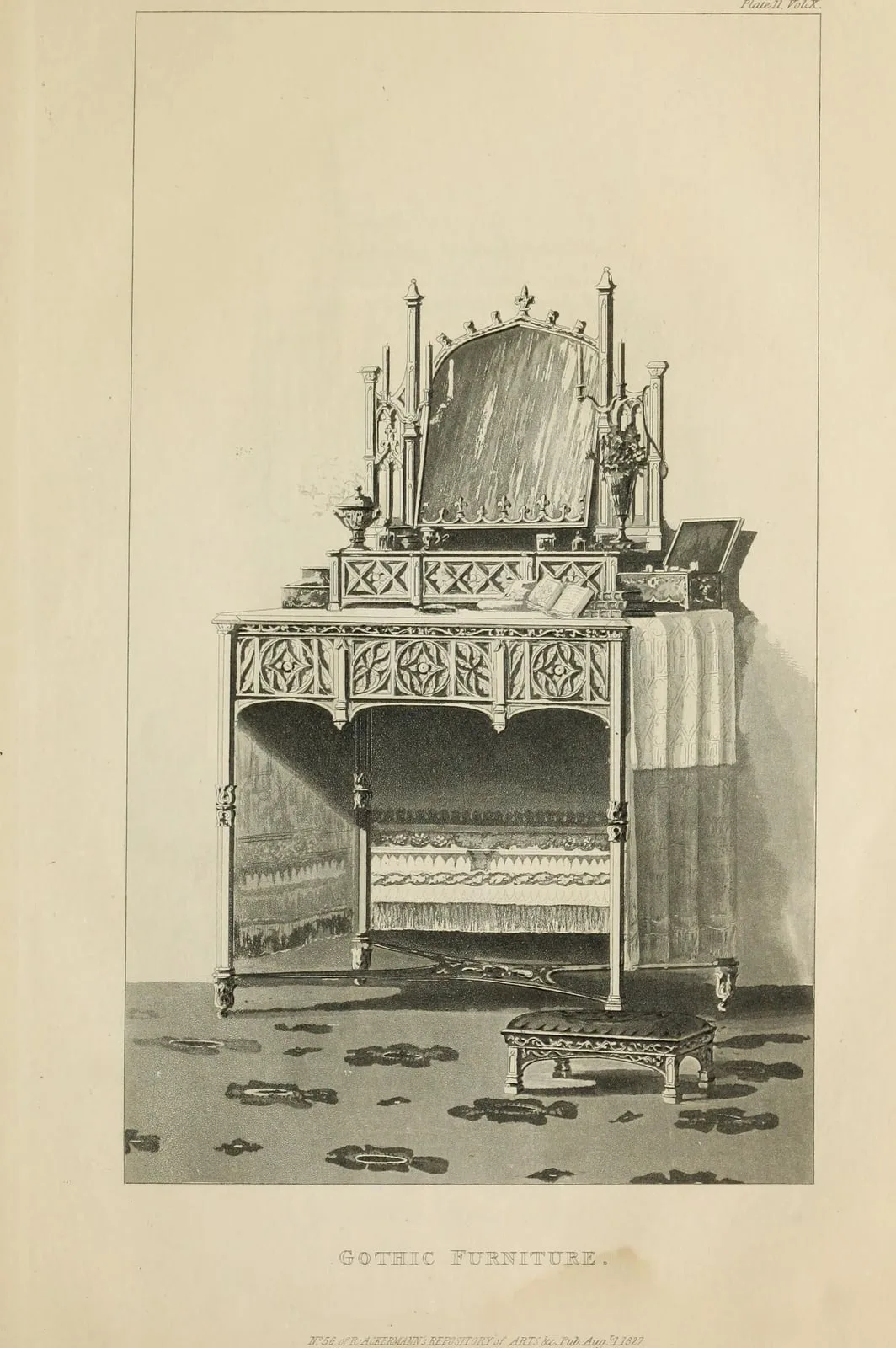 Toilette (Gothic Furniture, Consisting of Twenty-Seven Coloured Engravings, leaf 21)