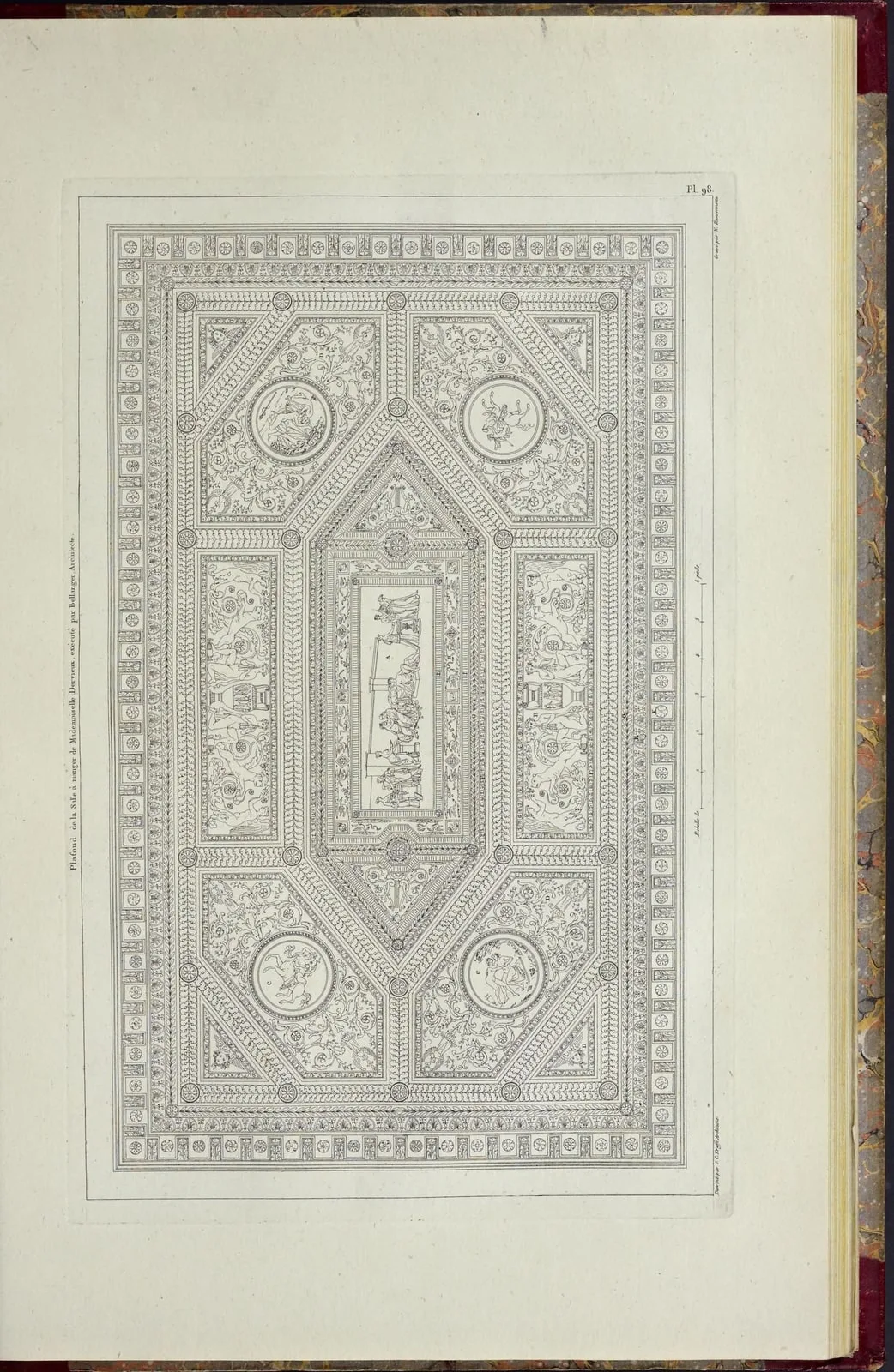 Plafond de la salle à manger de Mademoiselle Dervieux (Plans, coupes, élévations des plus belles maisons et des hôtels construits à Paris et dans les environs, leaf 240)
