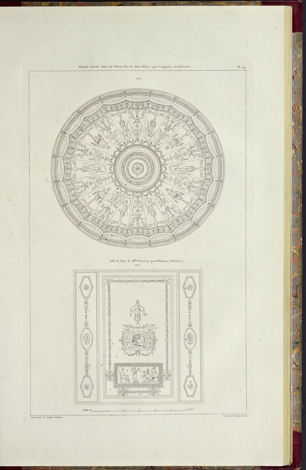 Plafond exécuté dans une maison rue du Mont-Blanc (Plans, coupes, élévations des plus belles maisons et des hôtels construits à Paris et dans les environs, leaf 246)