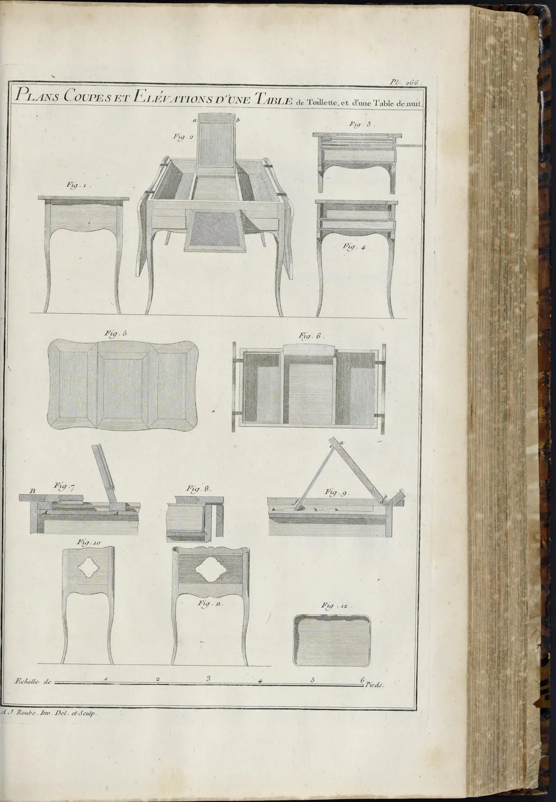 Plans, coupes et élévations d'une table de toilette (L'Art du menuisier en meubles, leaf 508)