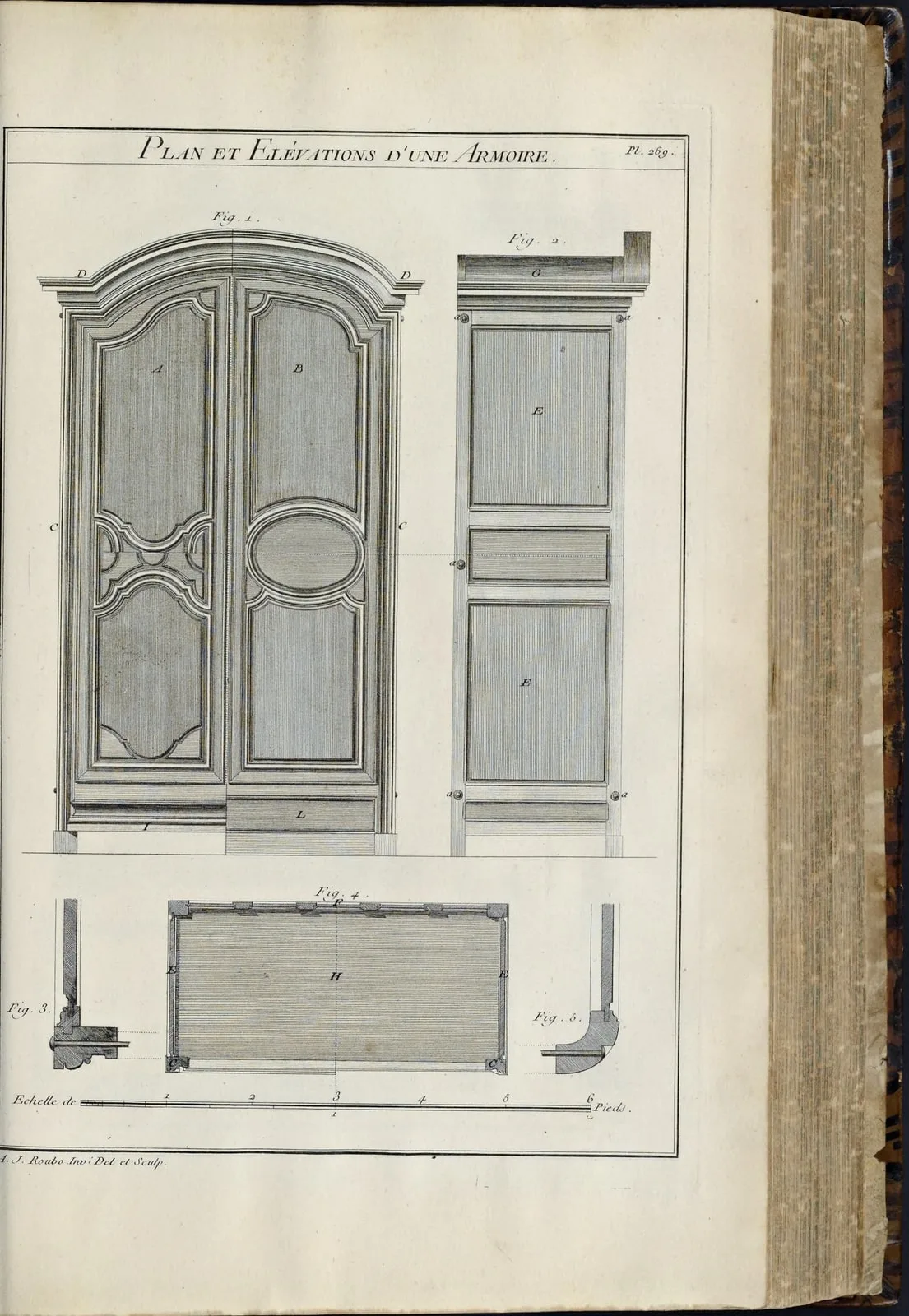 Plan et élévations d'une armoire (L'Art du menuisier en meubles, leaf 514)
