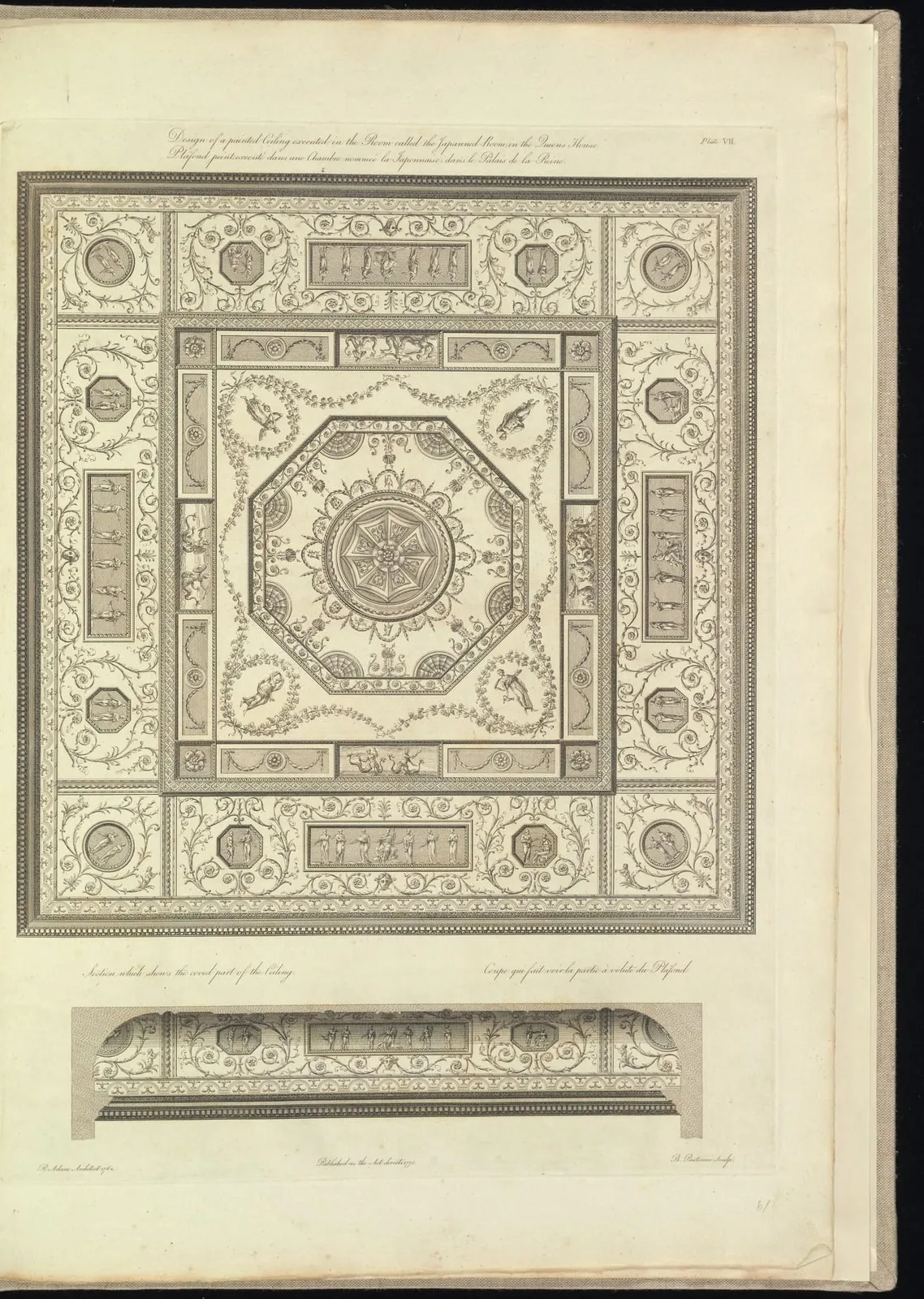 Painted ceiling of the Japanned Room, the Queen's House (The Works in Architecture of Robert and James Adam, leaf 124)