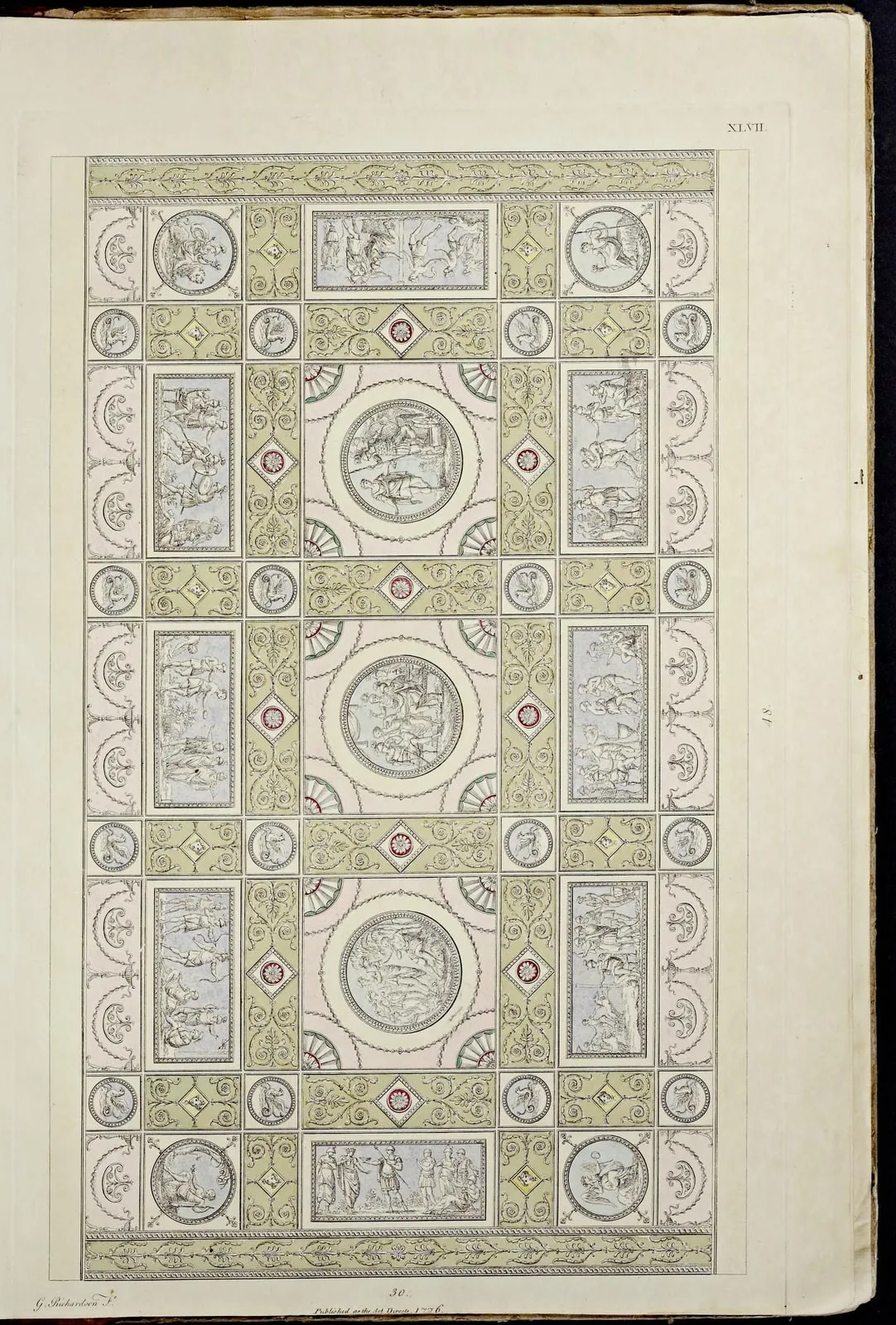 An arched ceiling for a saloon (Plate XLVII) (A Book of Ceilings, Composed in the Stile of the Antique Grotesque, leaf 114)