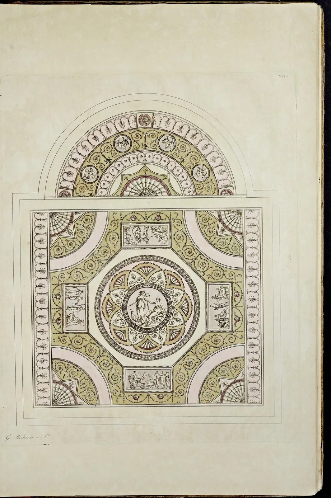 Ceiling of the drawing room for Sir Lawrence Dundas (Plate XVIII) (A Book of Ceilings, Composed in the Stile of the Antique Grotesque, leaf 56)