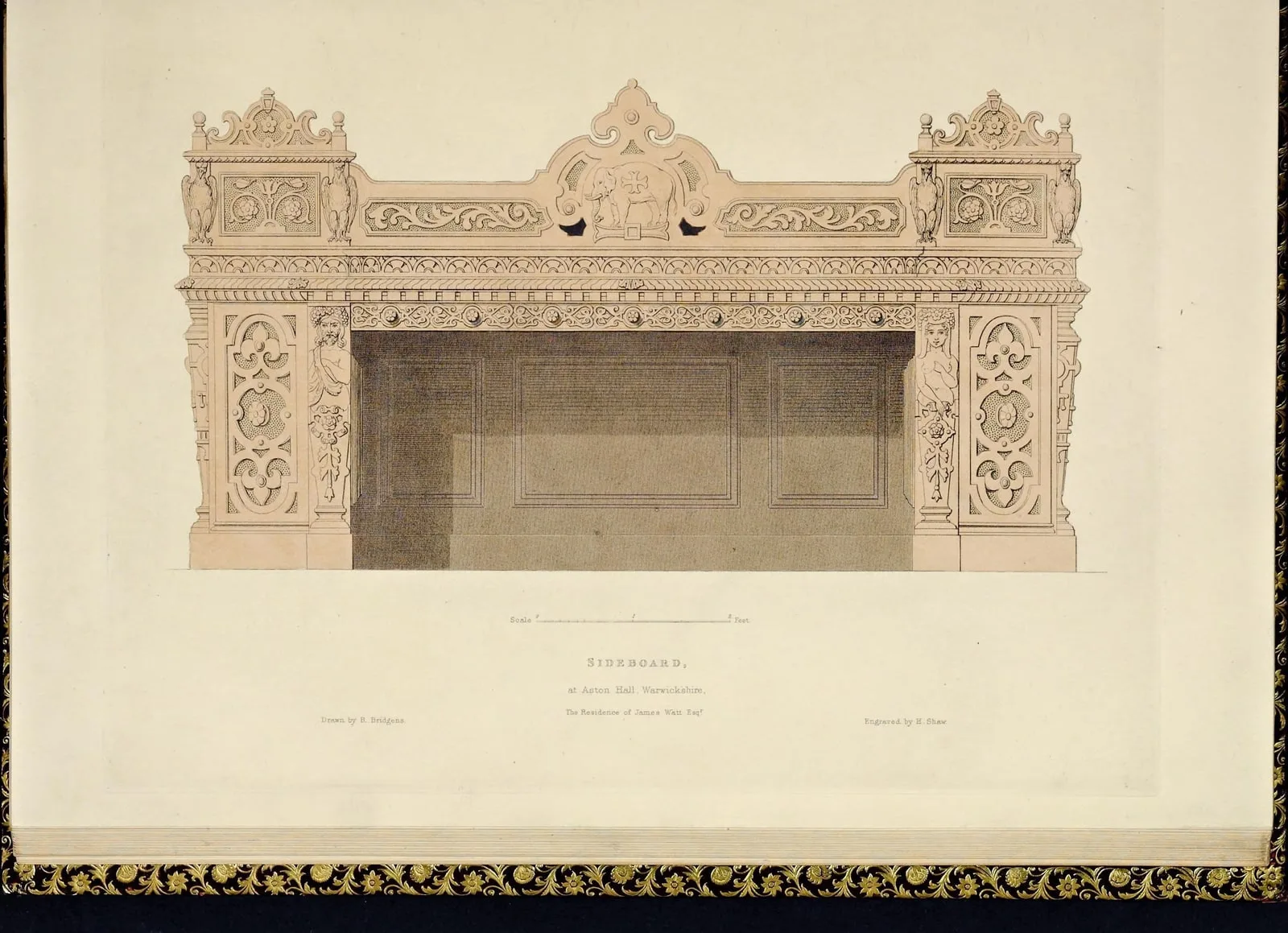 Sideboard at Aston Hall, Warwickshire (Furniture with Candelabra and Interior Decoration, leaf 116)