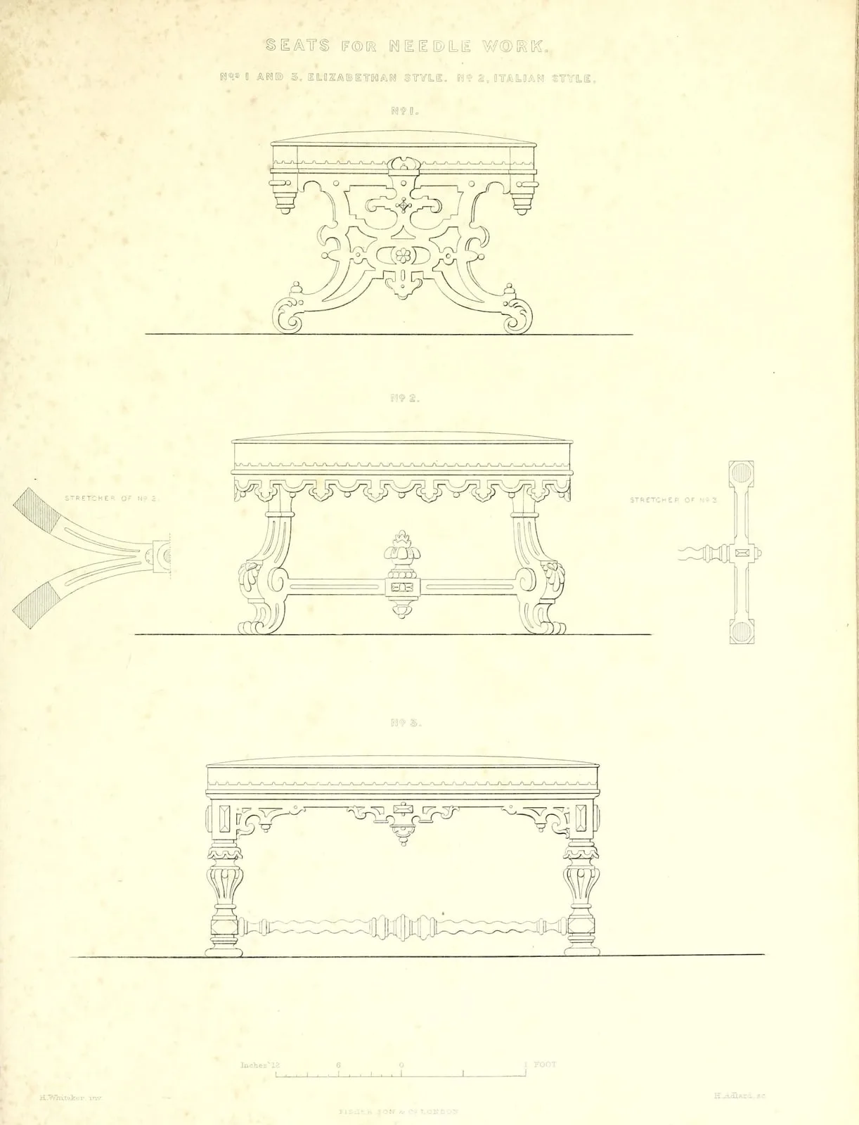 Seats for Needle Work (The Practical Cabinet Maker & Upholsterer's Treasury of Designs, leaf 97)