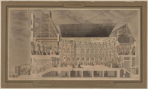 Cross Section of the Hôtel de Ville Seen in Perspective Showing the Decoration and Illumination of the Courtyard and Rooms Created on the Occasion of the Ball Given the Night of August 30 and 31, 1739
