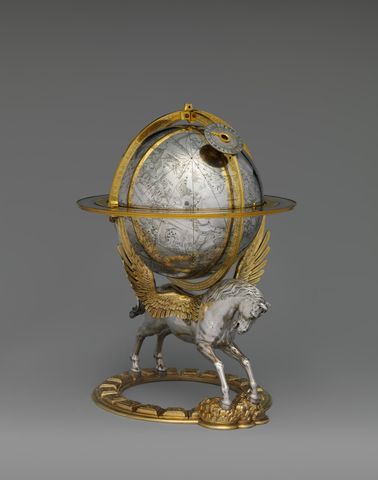 Celestial globe with clockwork