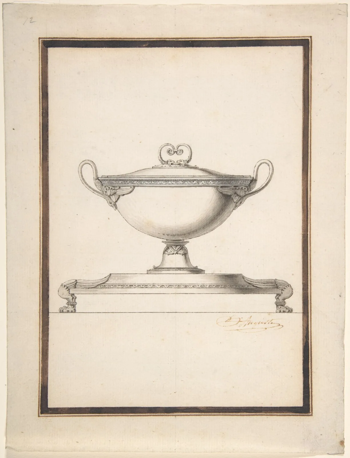 Design for a Covered Tureen on a Footed Stand