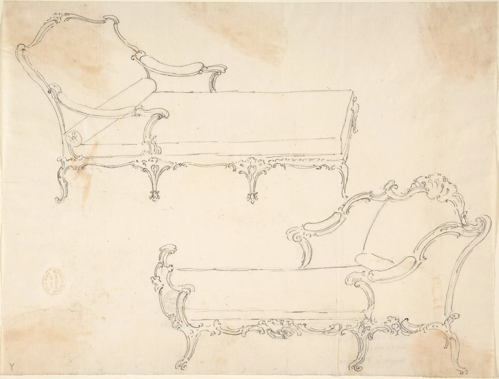 Two Design Drawings for Day-Beds
