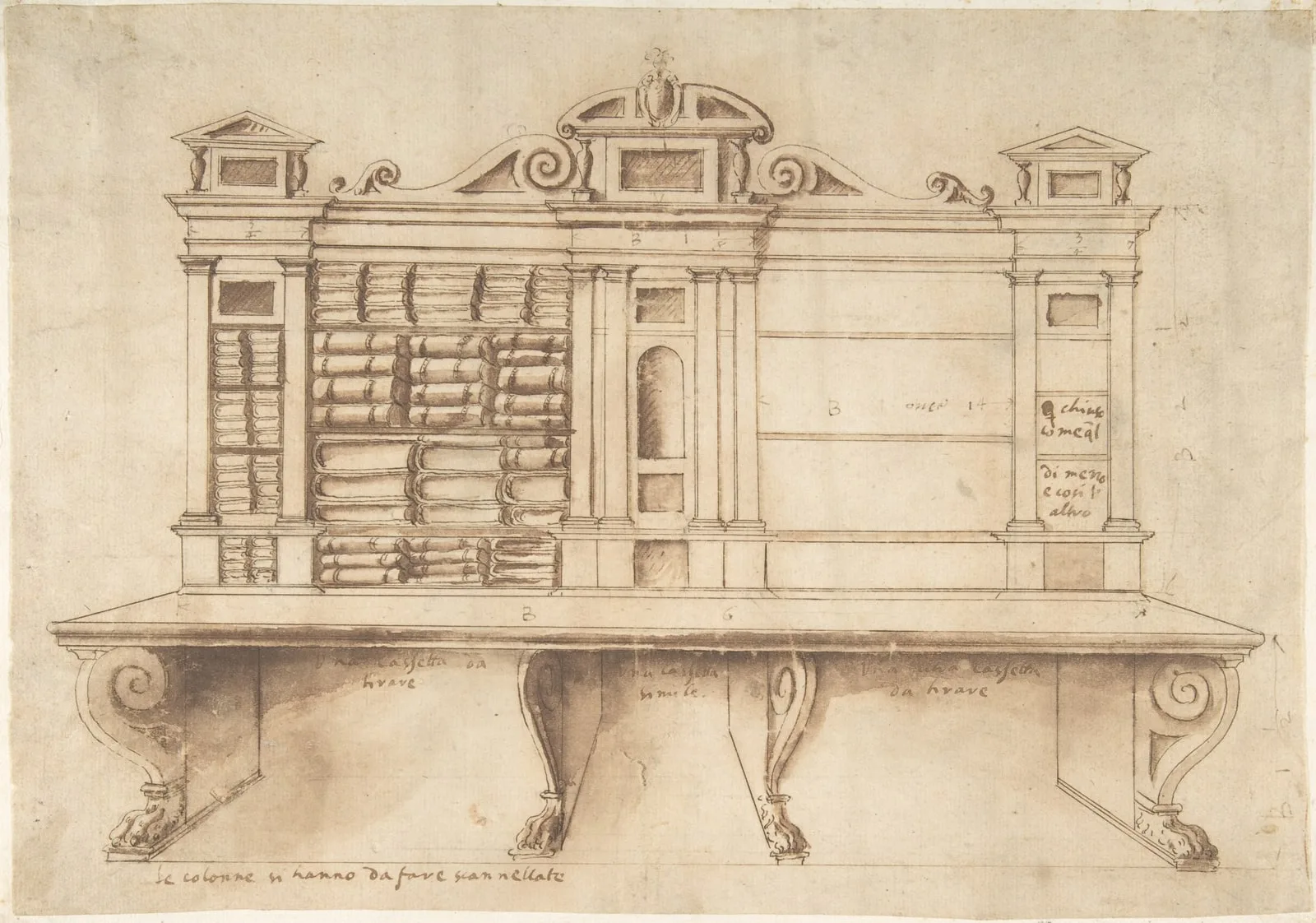 Design for a Bookcase with Writing Desk