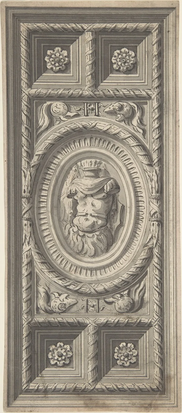 Study of the Henri II Staircase Ceiling at the Louvre Palace