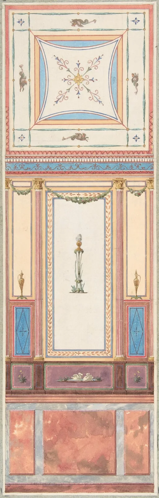 Design for Wall Paneling and Ceiling in Pompeiian Style, The Deepdene, Dorking, Surrey