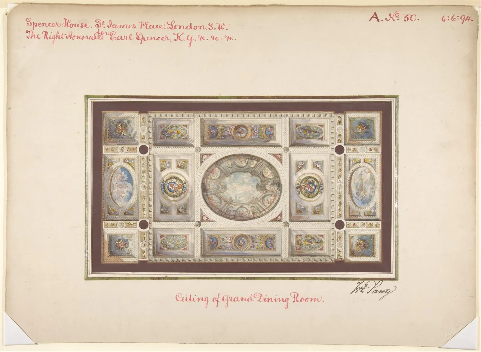 Ceiling of Dining Room, Spencer House, St. James Palace, London