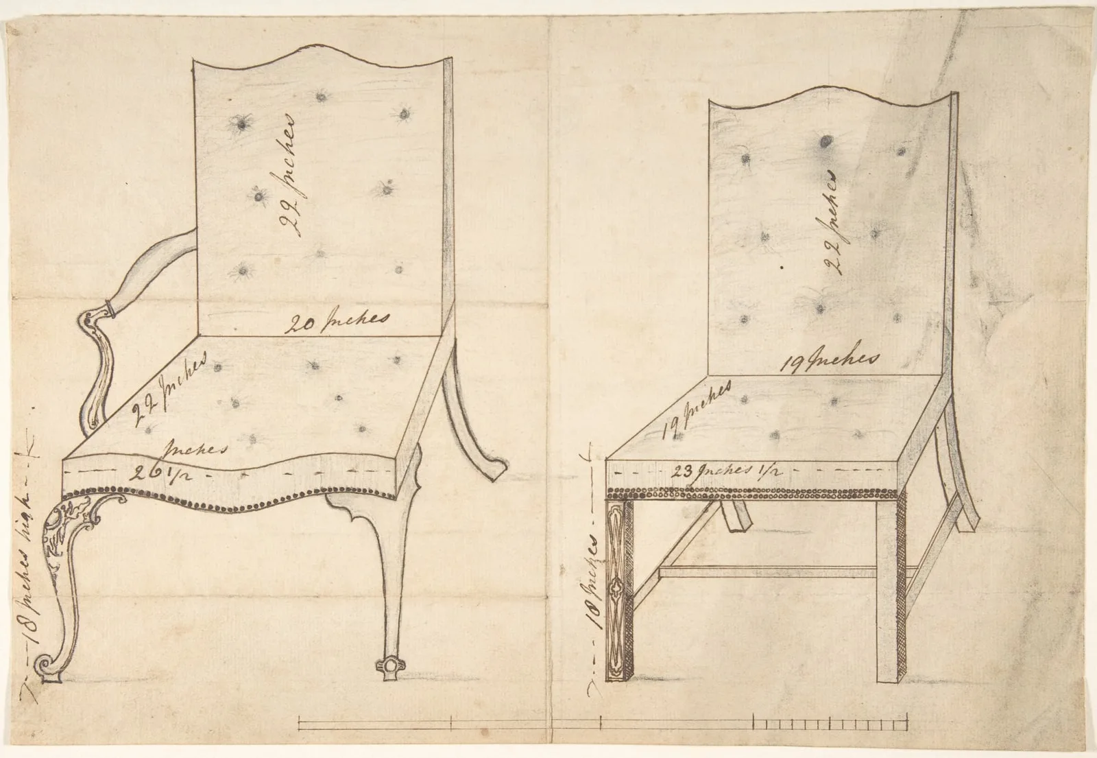 Designs for an Armchair and Side Chair