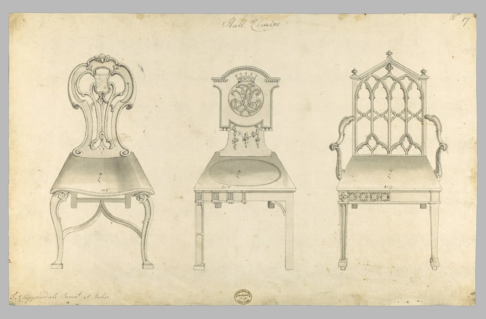Hall Chairs, in Chippendale Drawings, Vol. I