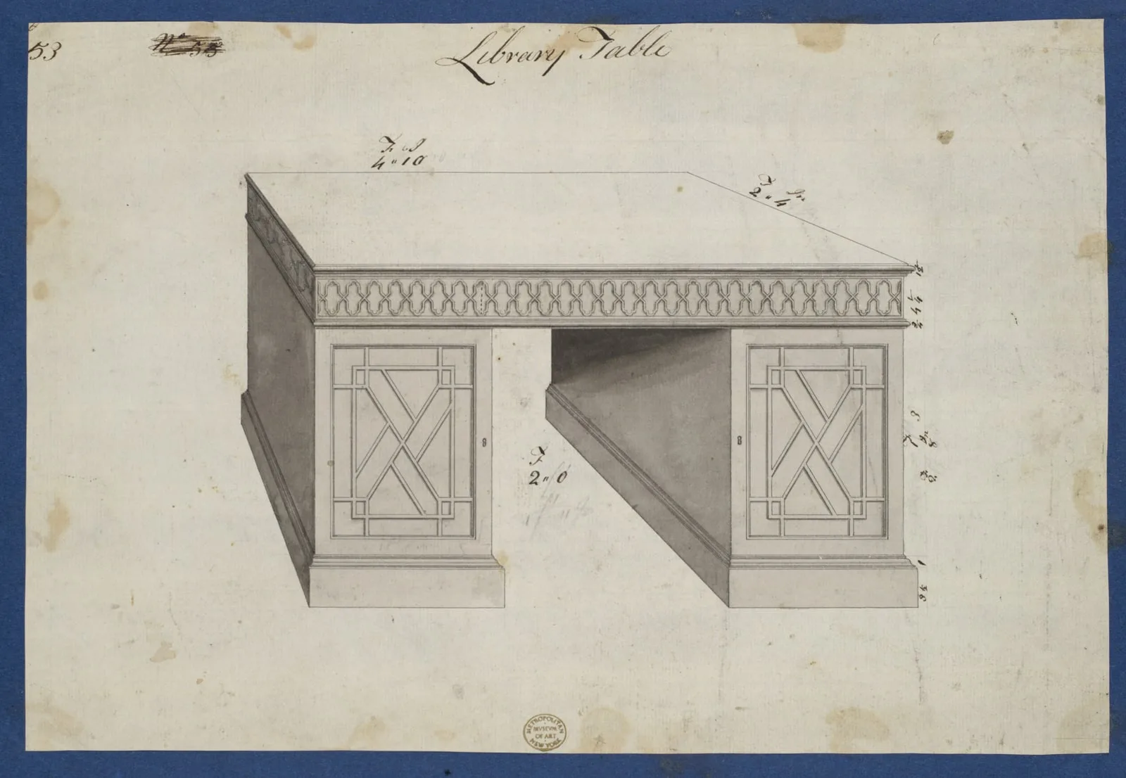 Library Table, from Chippendale Drawings, Vol. II