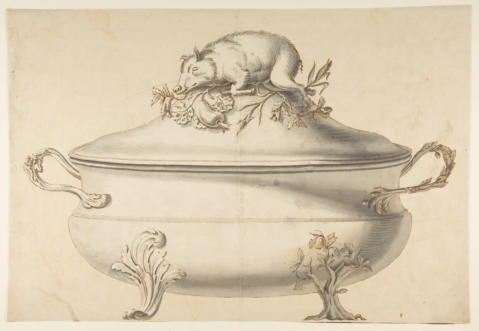 Design for a Soup Tureen with Pig on Top