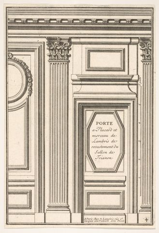 Door and Part of the Wainscot in the restored Salon of the Trianon Palace, plate IV from "Portes a Placard et Lambris"
