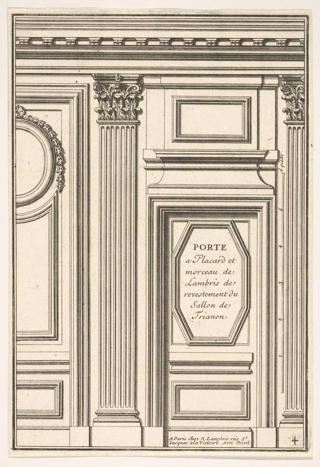 Door and Part of the Wainscot in the restored Salon of the Trianon Palace, plate IV from "Portes a Placard et Lambris"