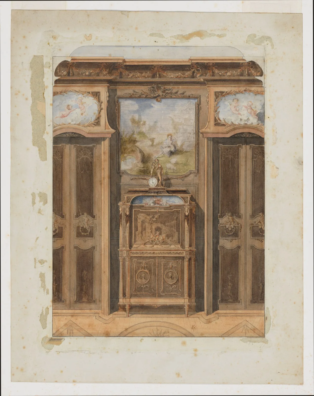 Interior Elevation with a Secretary Desk