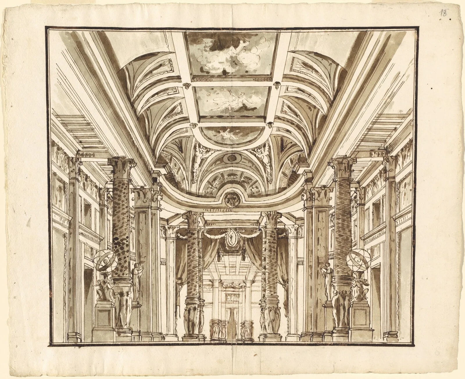 Fantasy of a Great Hall with Basketweave Columns