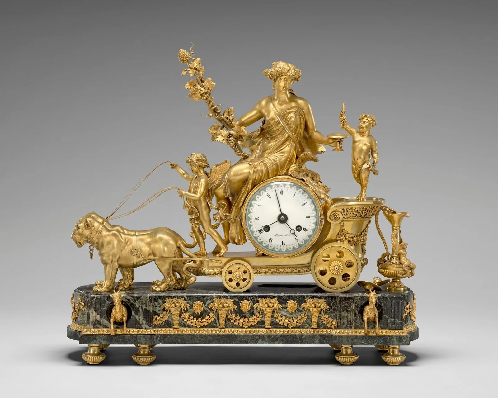 Mantel Clock with Chariot of the Grape Harvest
