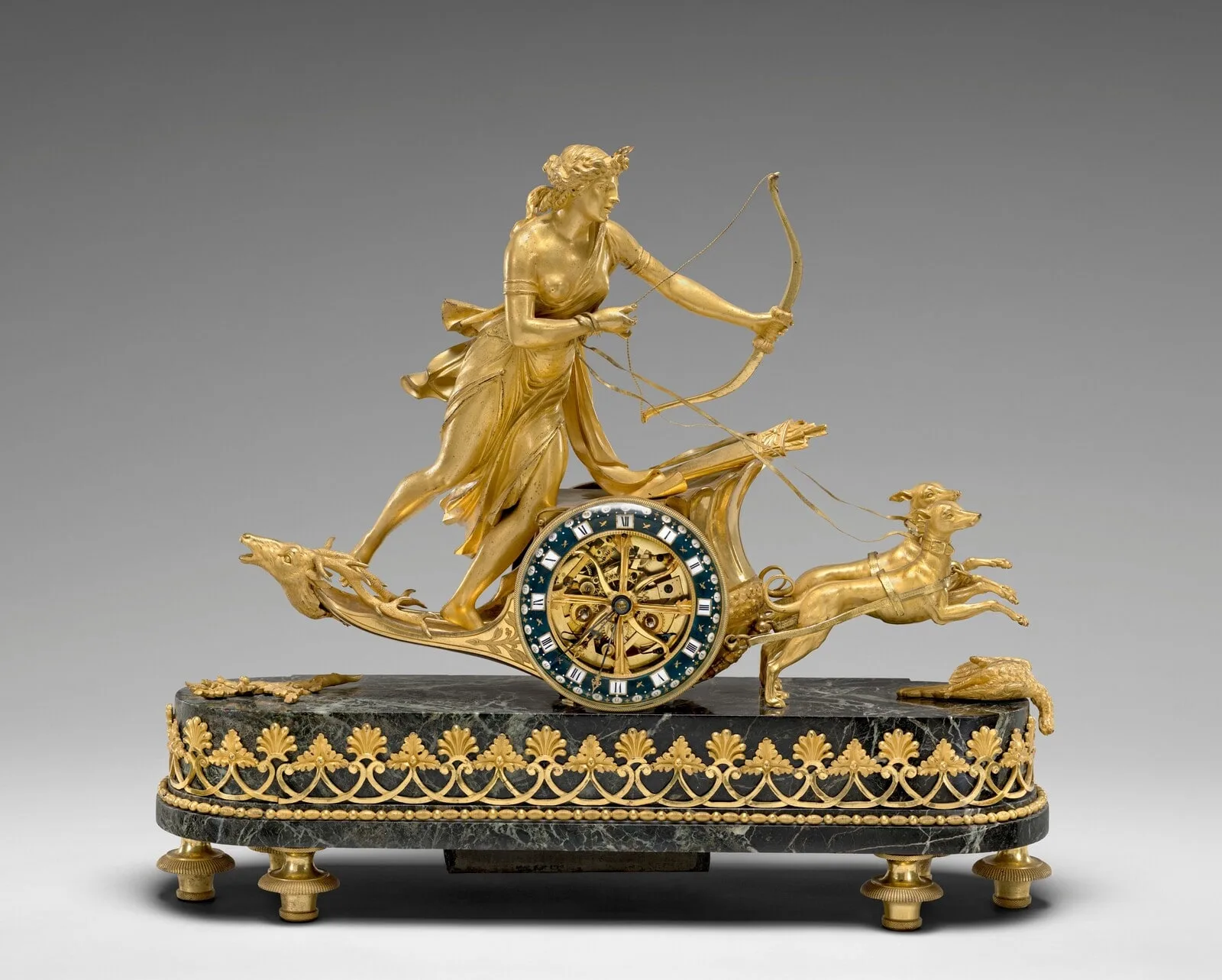 Mantel Clock with Diana Hunting in a Chariot