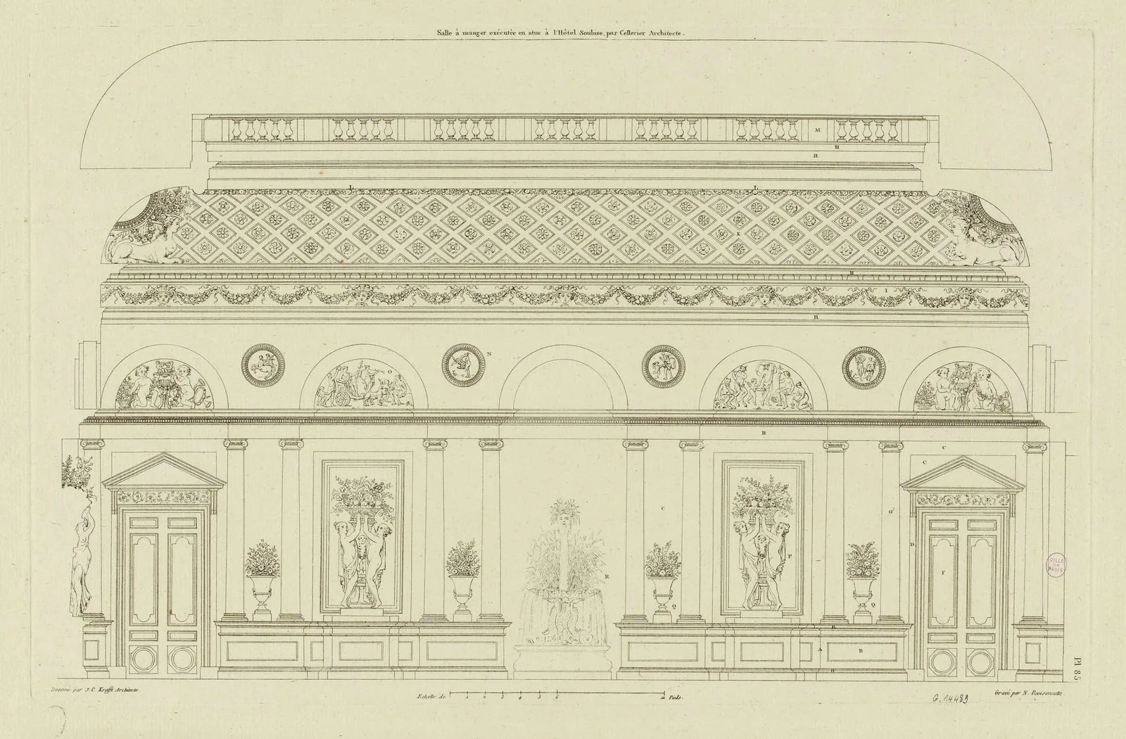 Salle à manger exécutée en stuc à l'Hôtel de Soubise par Cellerier, Architecte./Pl.85.