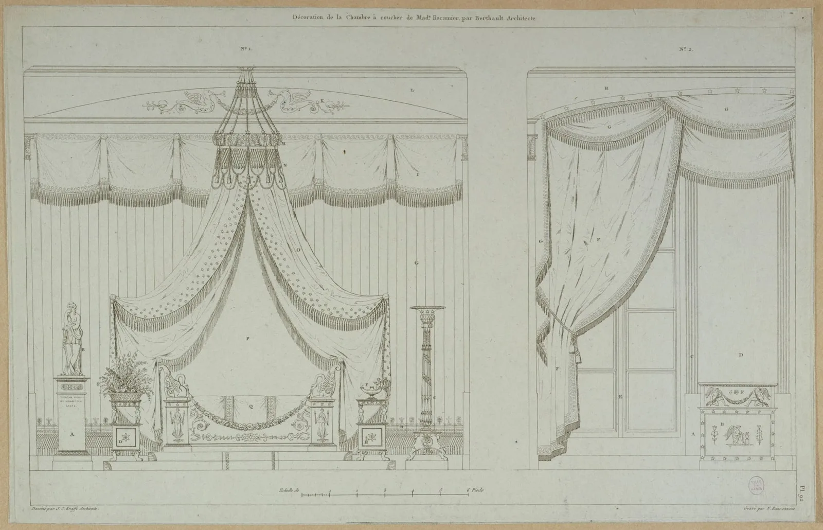 Décoration de la Chambre à coucher de Mad. Récamier, par Berthault Architecte./Pl.92.