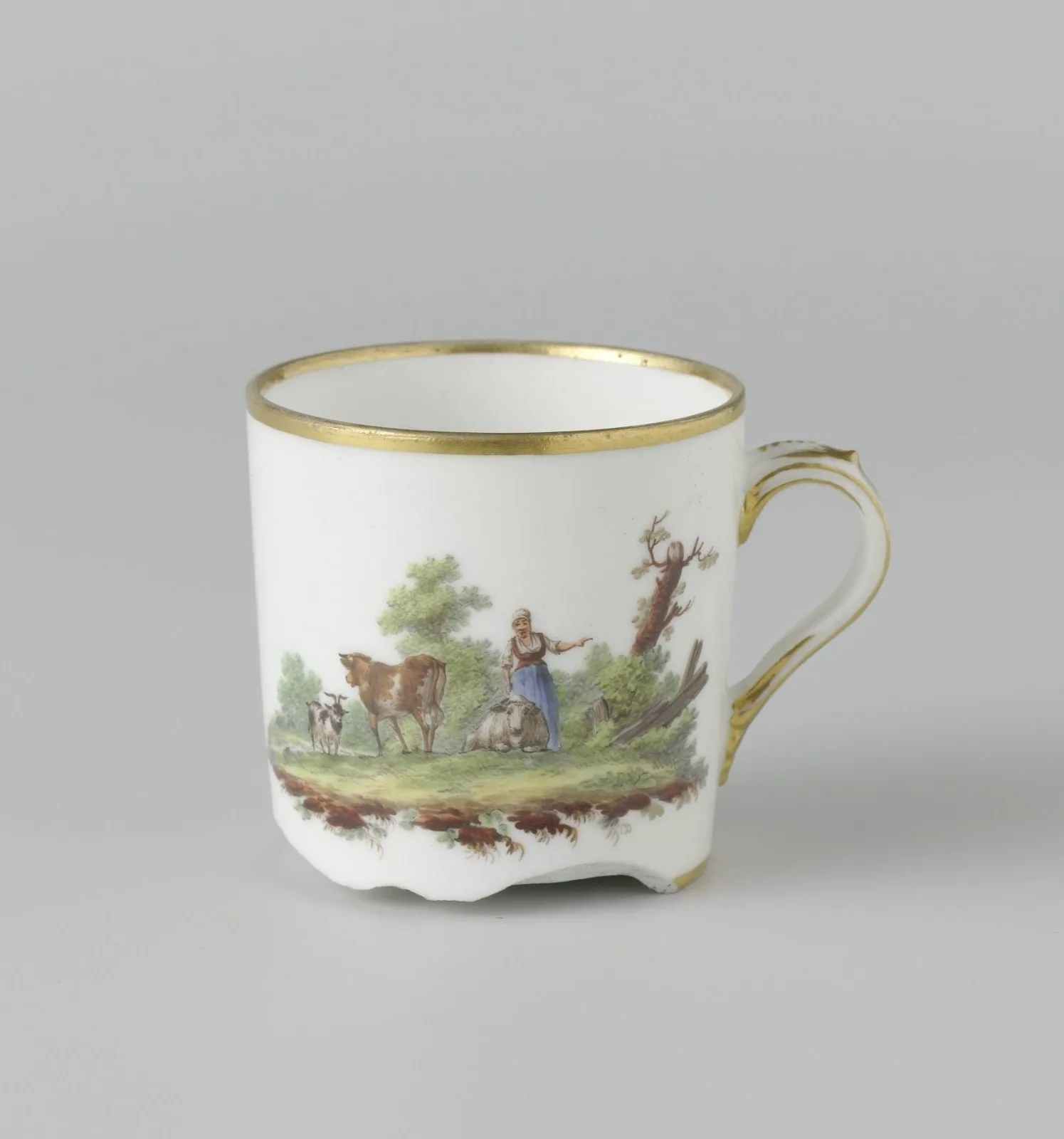 Kop, beschilderd met een landschap met vee