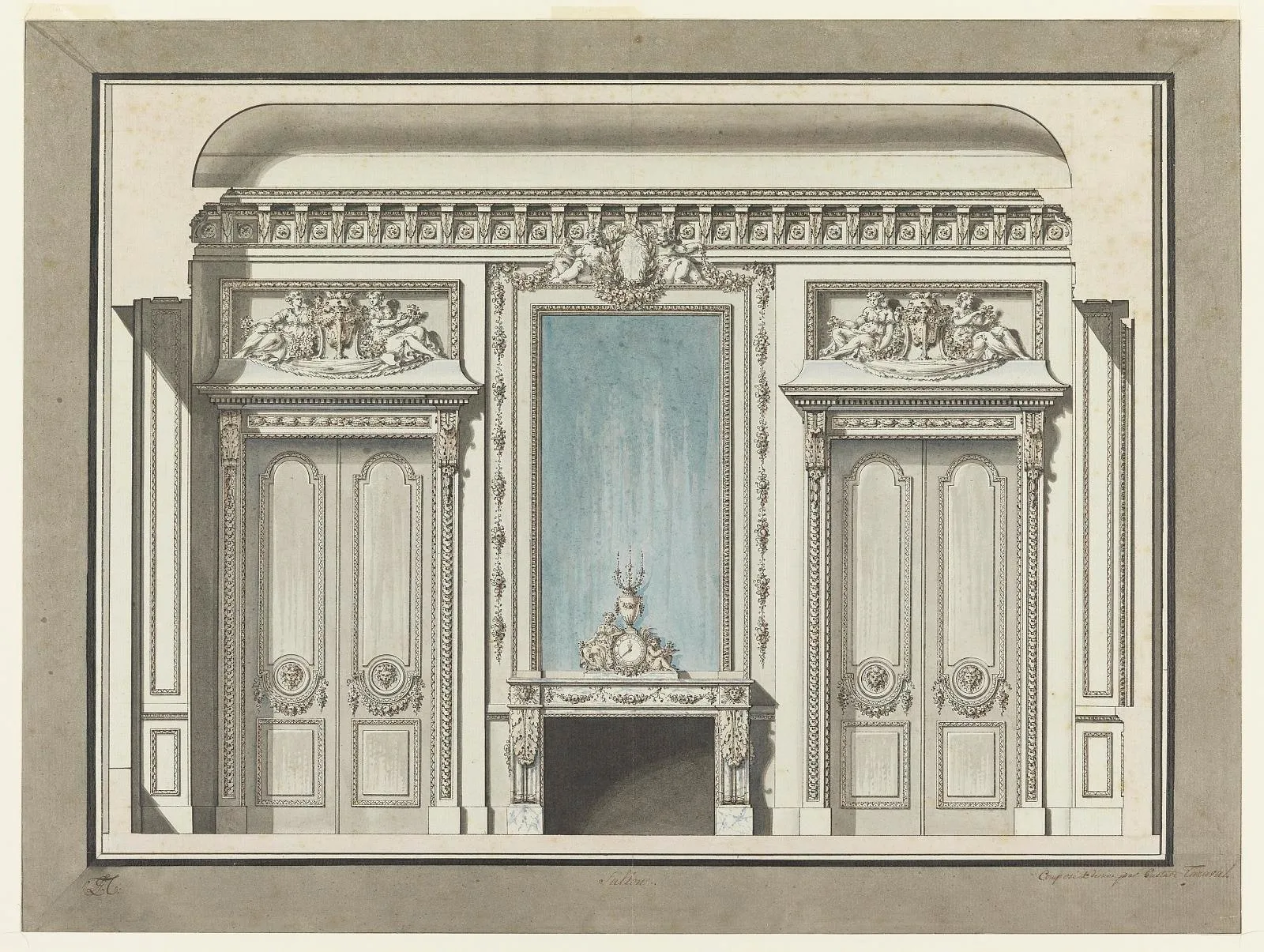 Wall Elevation for a Salon with Mantelpiece