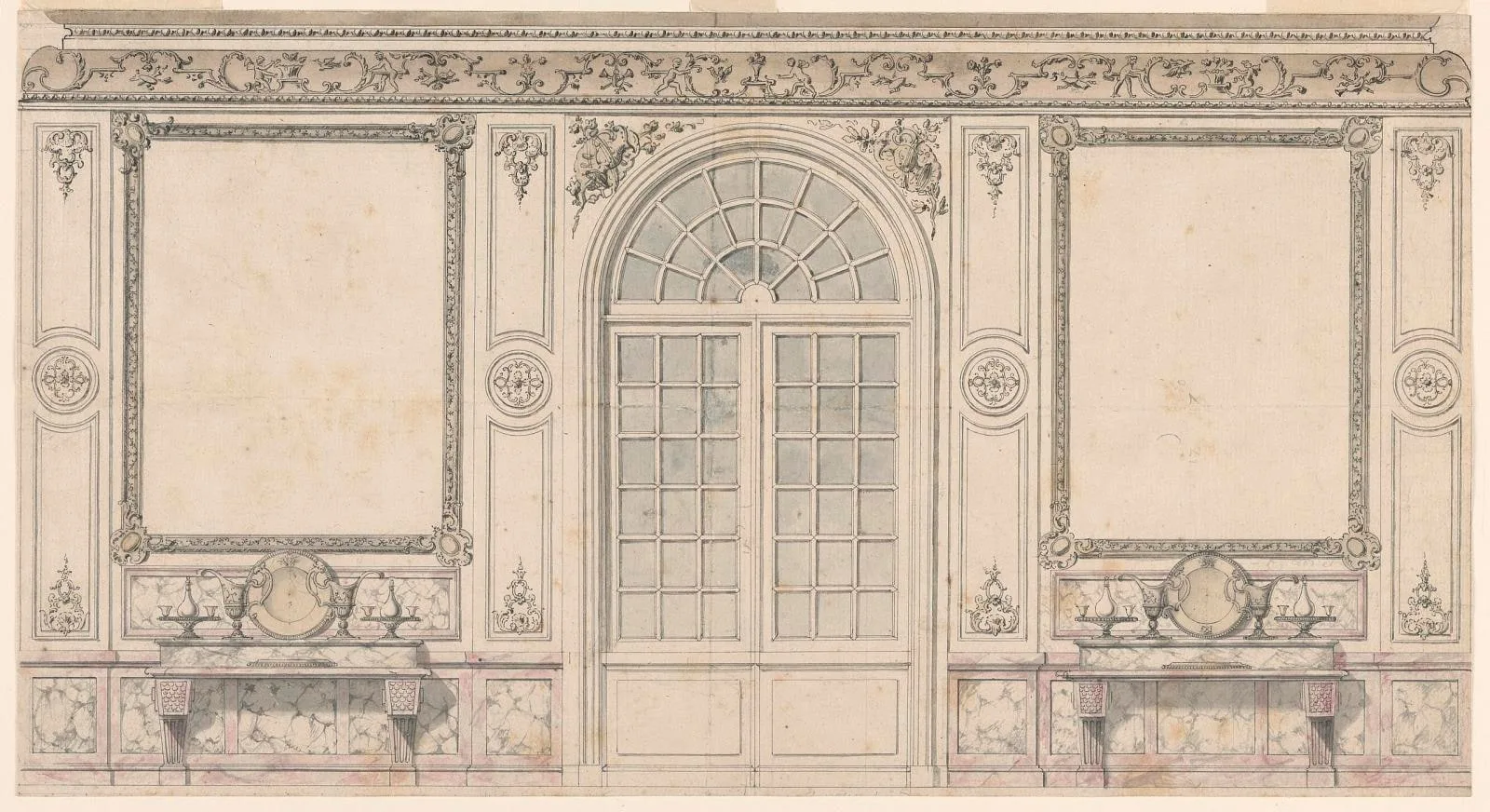 Elevation of a dining room wall