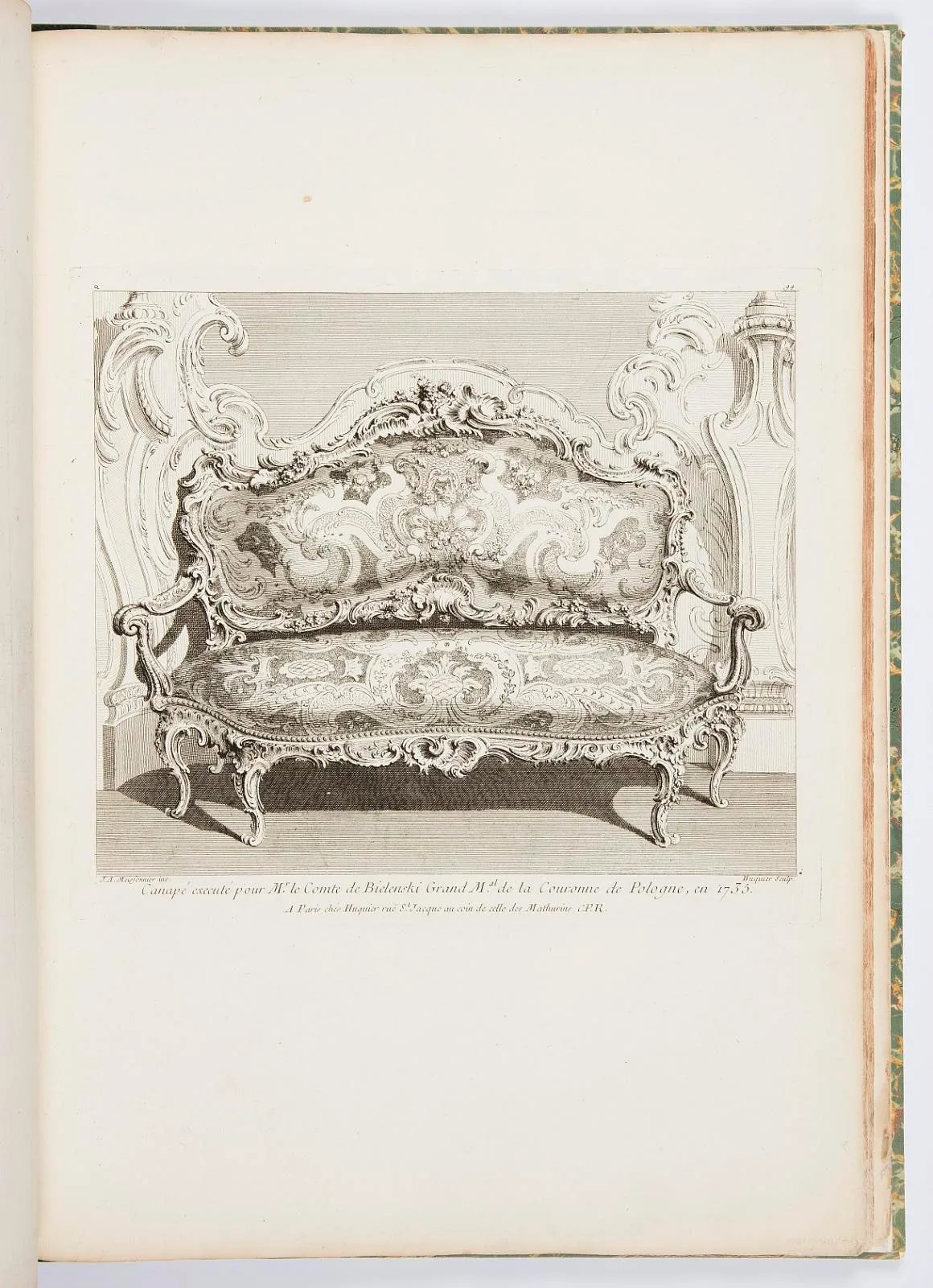 Canapé executé pour Mr. le Comte de Bielinski Grand M.al de la Couronne de Pologne, en 1735.; Canapé exécuté pour le comte de Bielinski en 1735, 4th Plate
